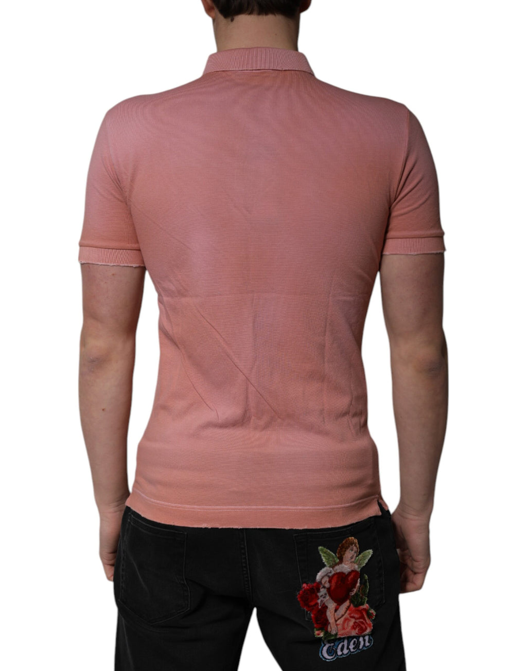 Dolce & Gabbana Rosa Baumwollkronen-Polo-T-Shirt mit Kragen
