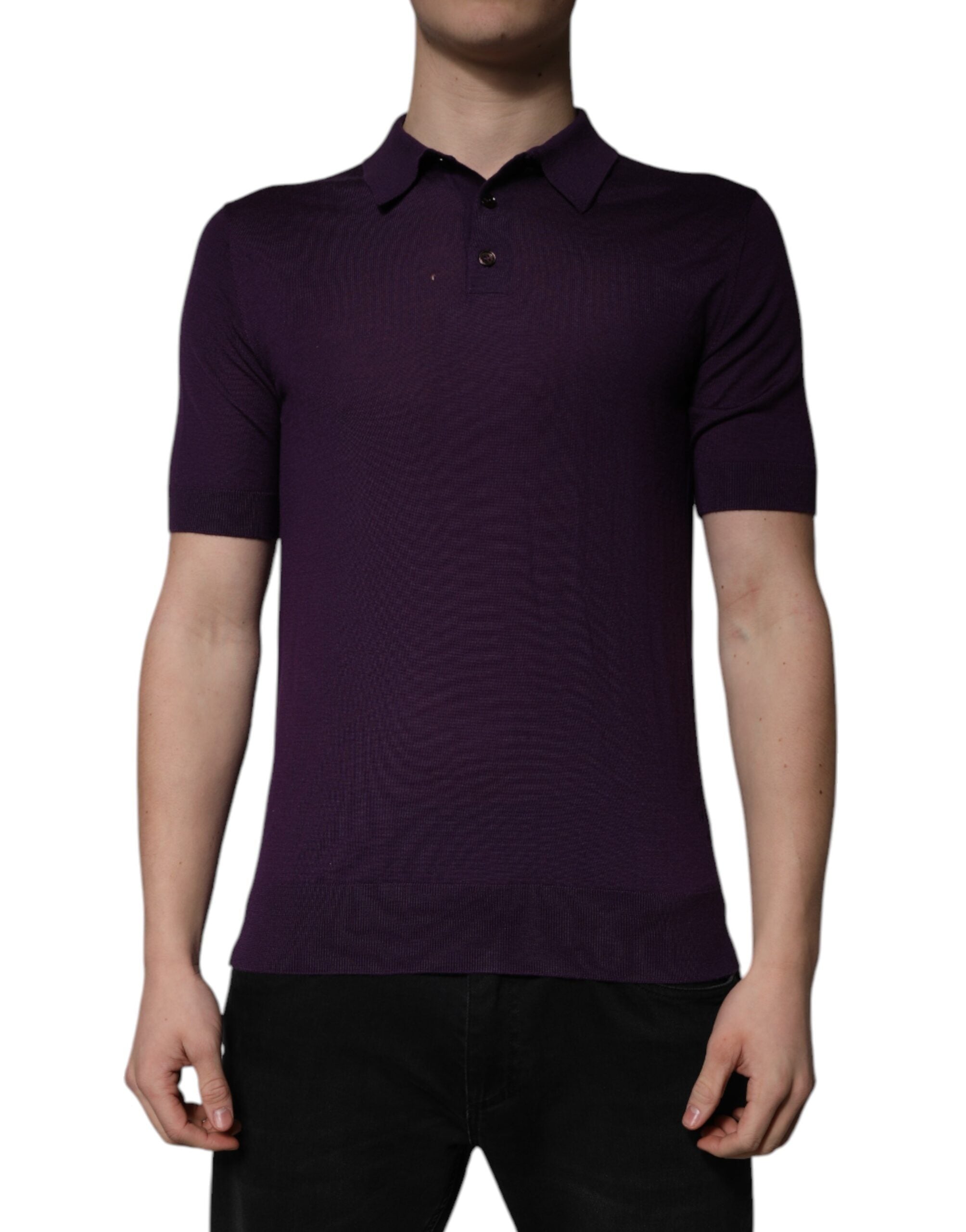 Dolce & Gabbana Violettes Polo-Shirt mit Kaschmir-Kragen