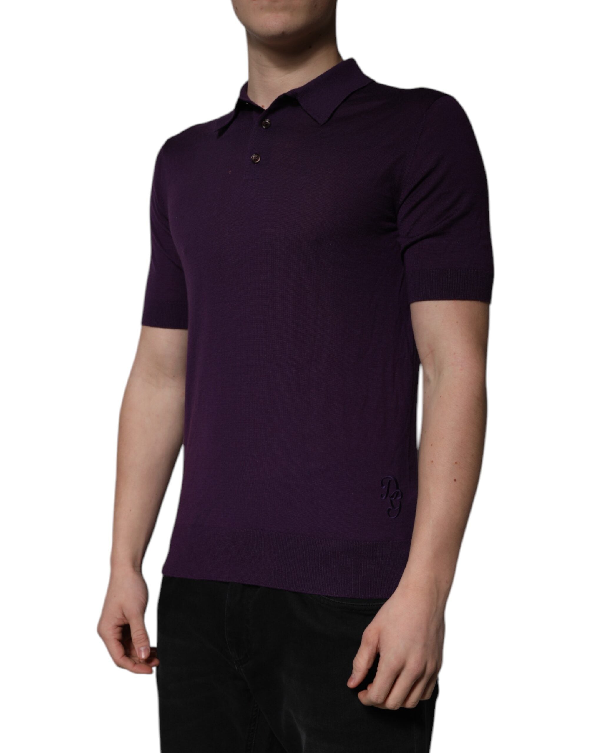 Dolce & Gabbana Violettes Polo-Shirt mit Kaschmir-Kragen