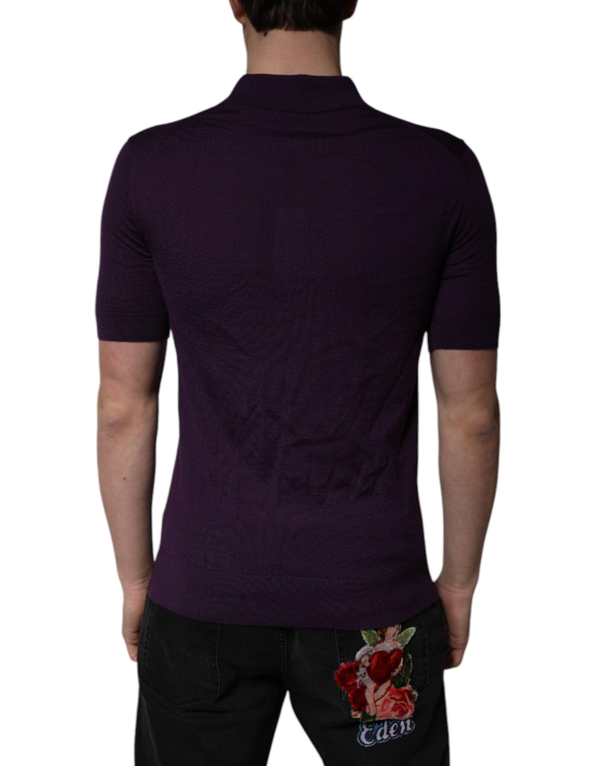 Dolce & Gabbana Violettes Polo-Shirt mit Kaschmir-Kragen