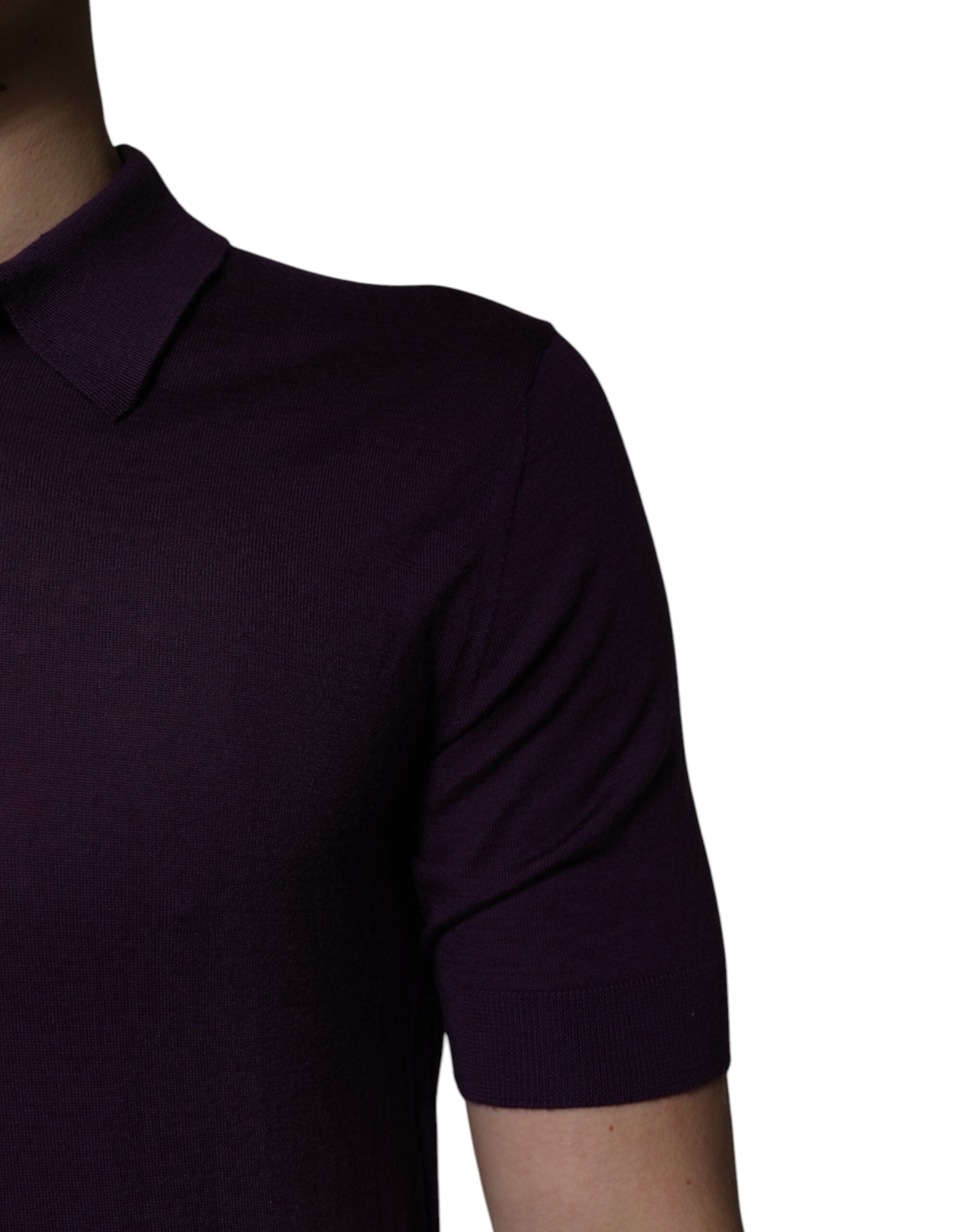 Dolce & Gabbana Violettes Polo-Shirt mit Kaschmir-Kragen