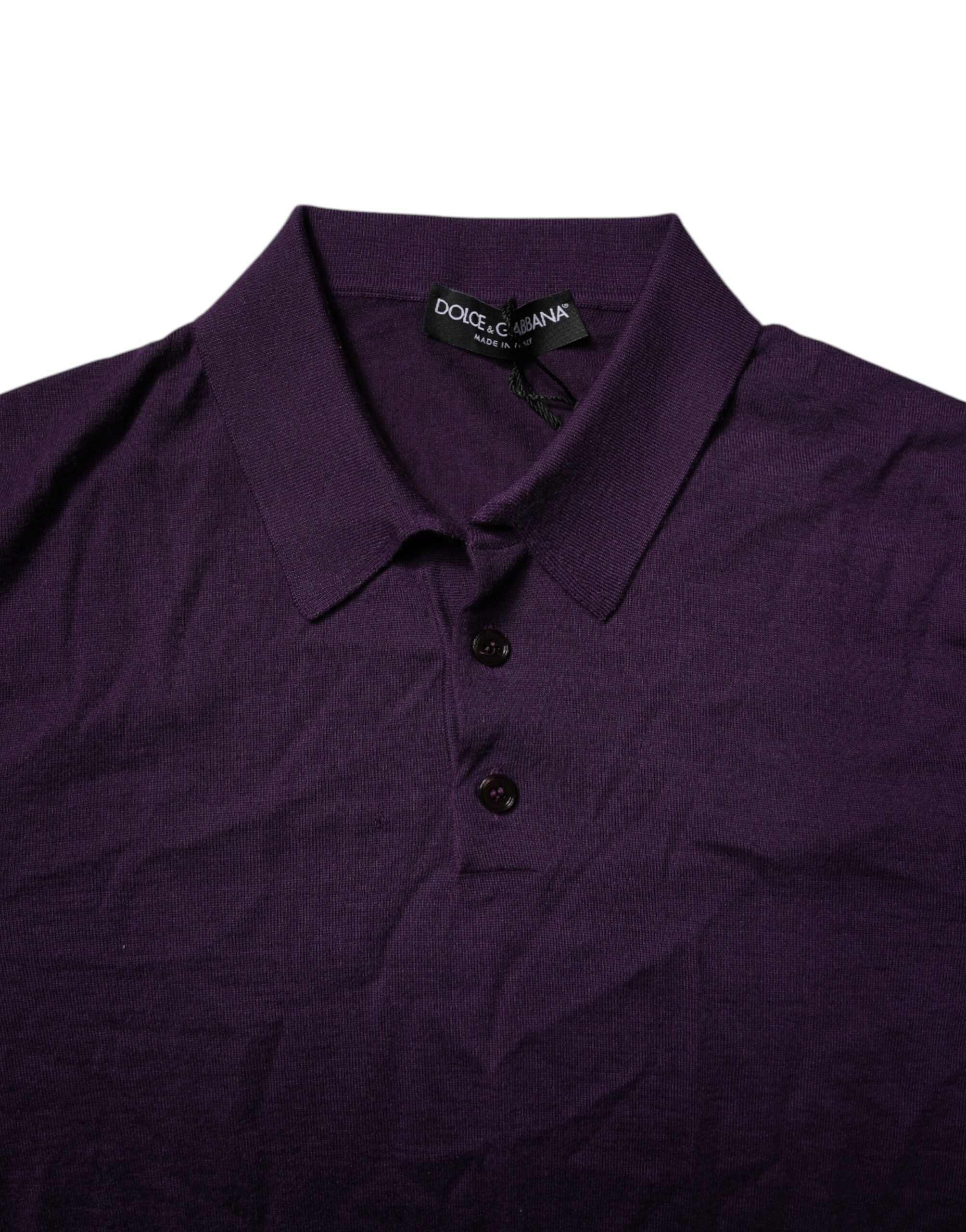 Dolce & Gabbana Violettes Polo-Shirt mit Kaschmir-Kragen