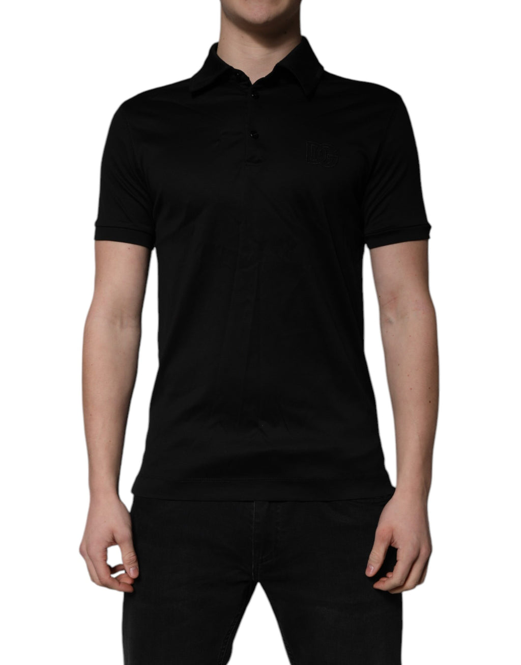 Dolce & Gabbana Schwarzes Baumwoll-Polo-T-Shirt mit Kragen