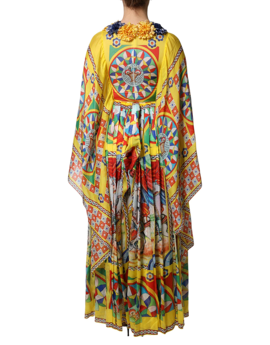 Dolce & Gabbana Mehrfarbiges Carretto Print Kaftan Twill Kleid