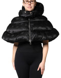 Dolce & Gabbana Zwarte Gevoerde Gewatteerde Hooded Cropped Jas Met Volledige Ritssluiting