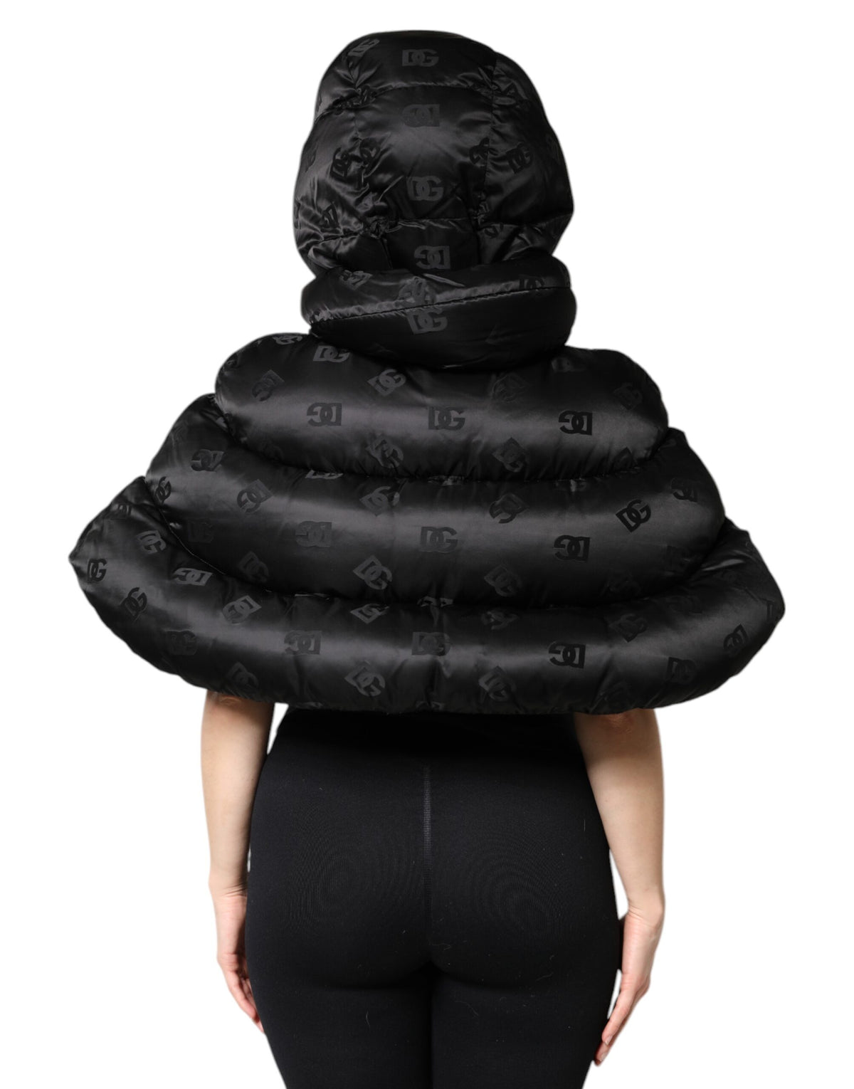 Dolce & Gabbana Zwarte Gevoerde Gewatteerde Hooded Cropped Jas Met Volledige Ritssluiting