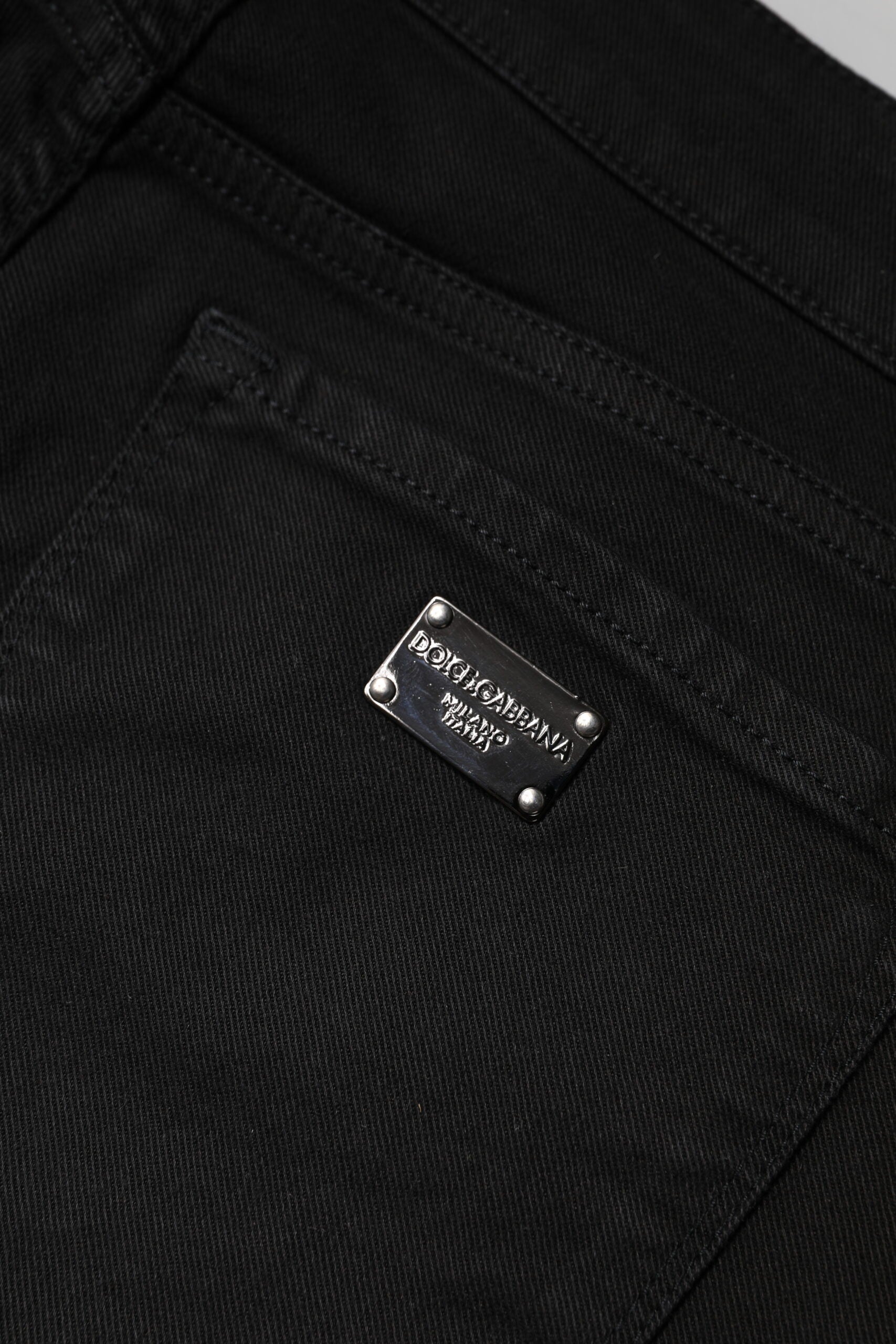 Dolce & Gabbana Schwarze Skinny Denim Jeans mit mittlerer Taille aus Baumwolle