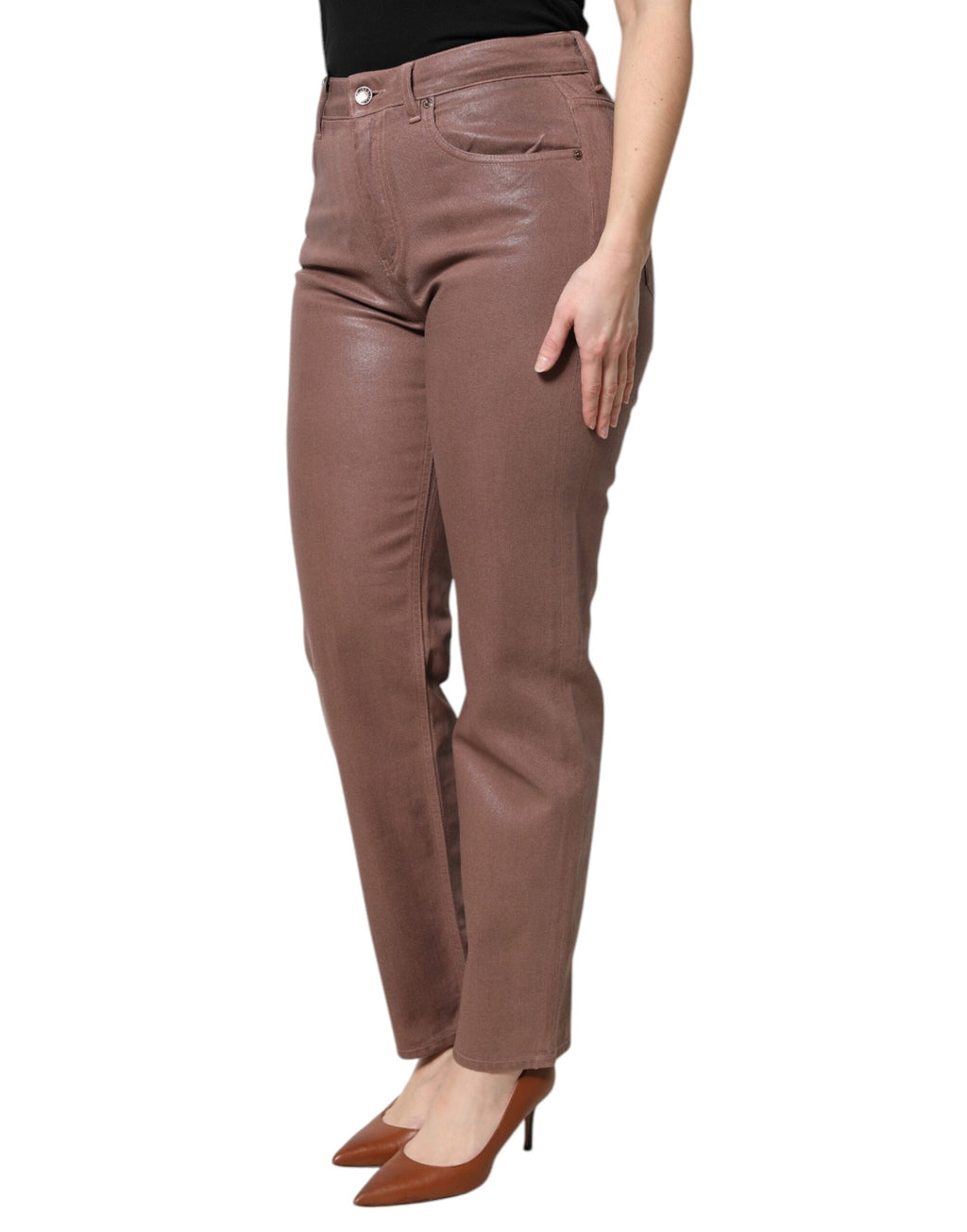 Dolce & Gabbana Braune, taillierte Denim-Jeans mit hoher Taille aus Baumwolle