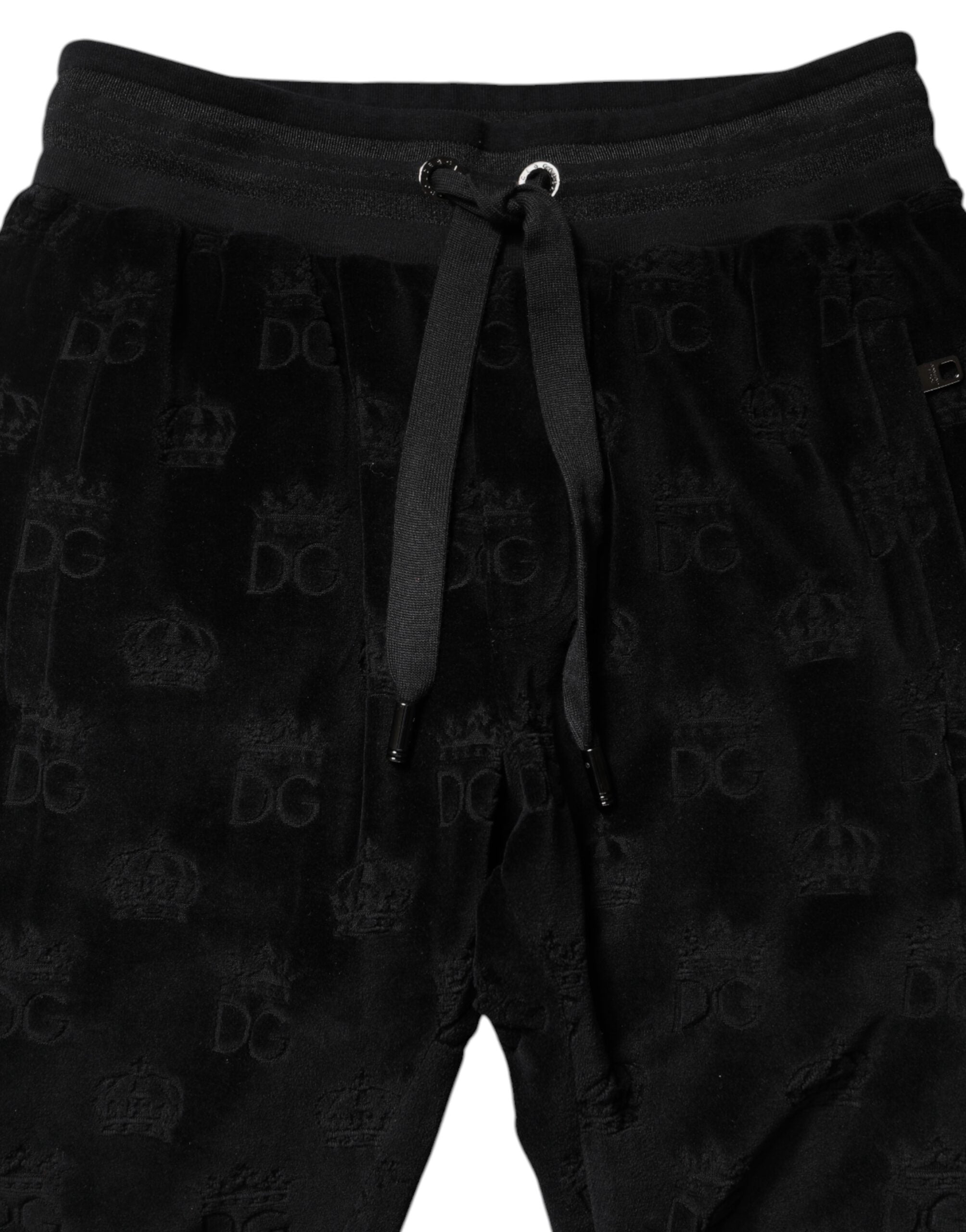 Dolce & Gabbana Schwarze Jogginghose mit All-Over DG-Logo-Print