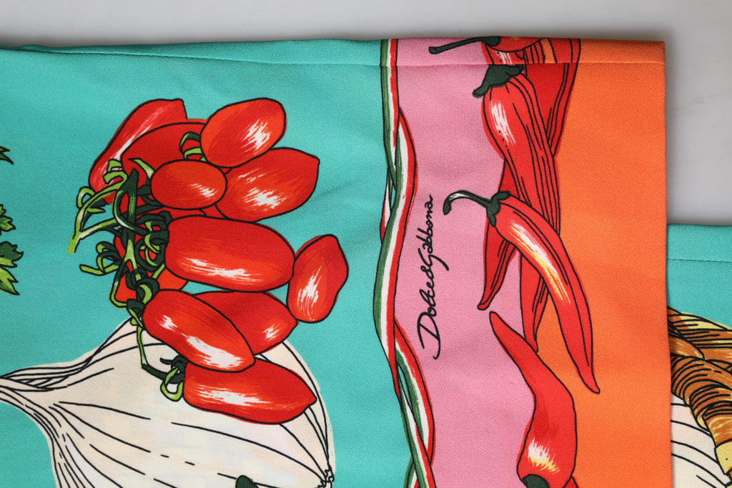 Dolce & Gabbana Grüne bedruckte gerade Hose aus Seide