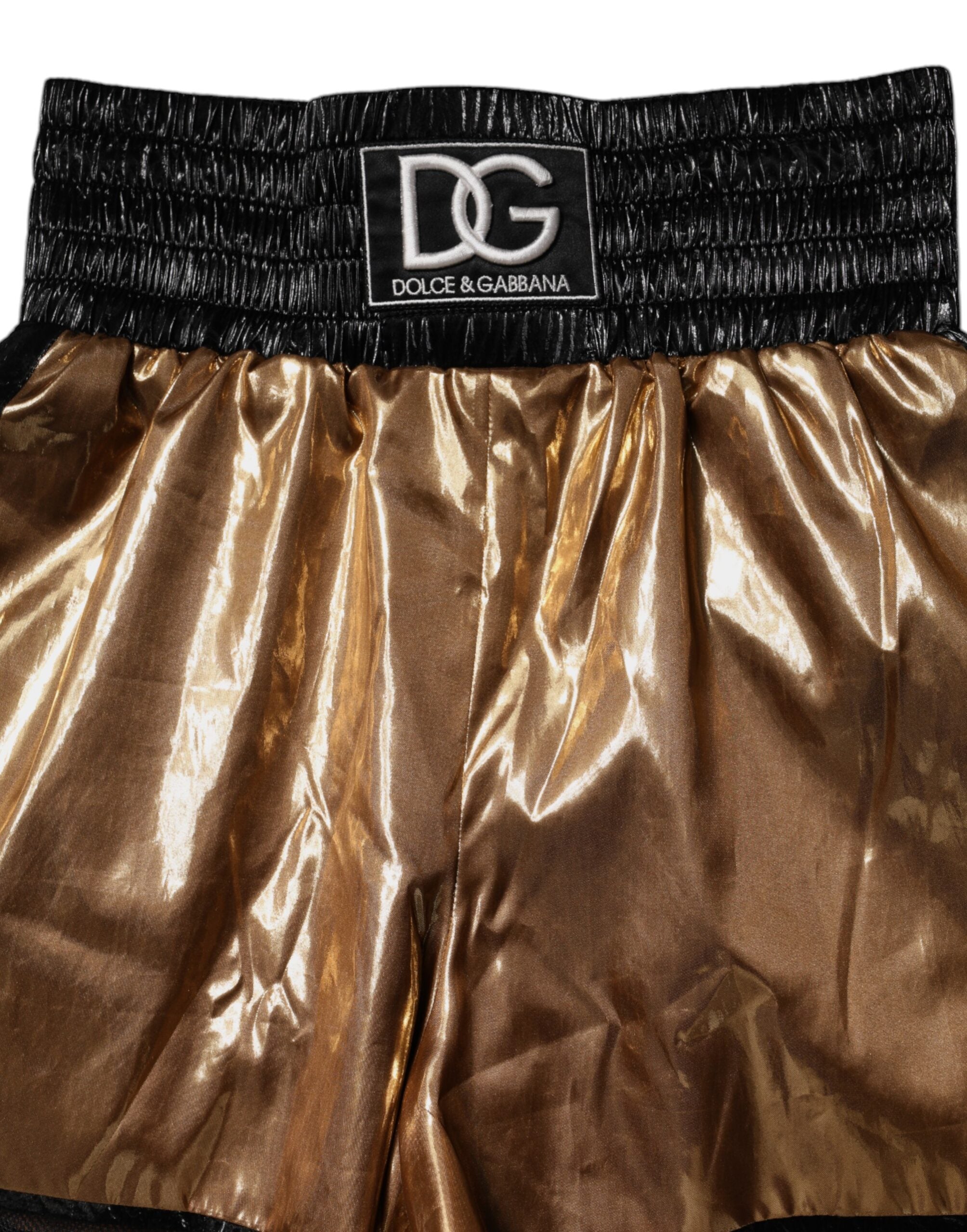 Dolce & Gabbana Metallic Gold Hohe Taille Frauen Hotpants Kurz