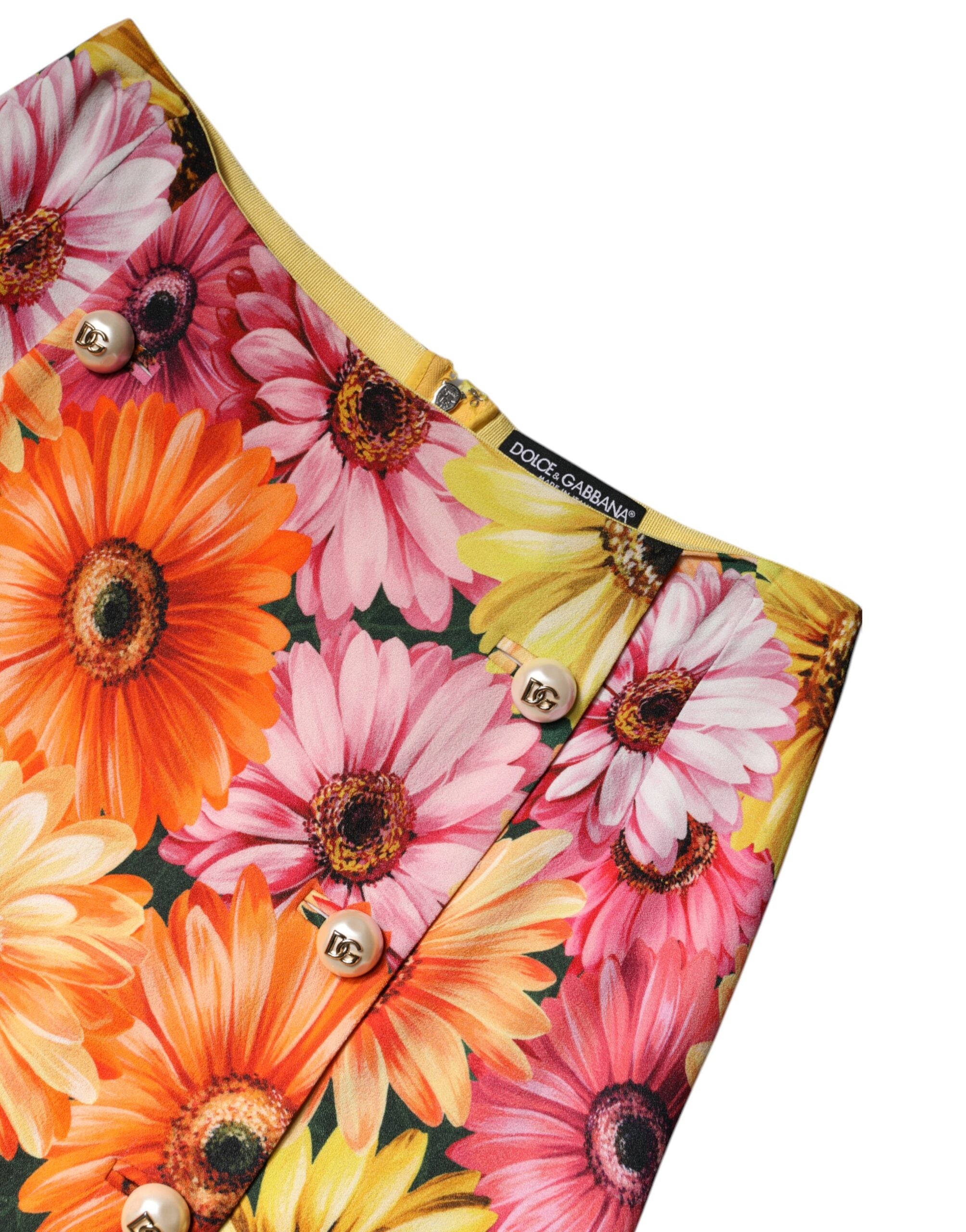 Dolce & Gabbana Multicolor Floraler Minirock mit hoher Taille