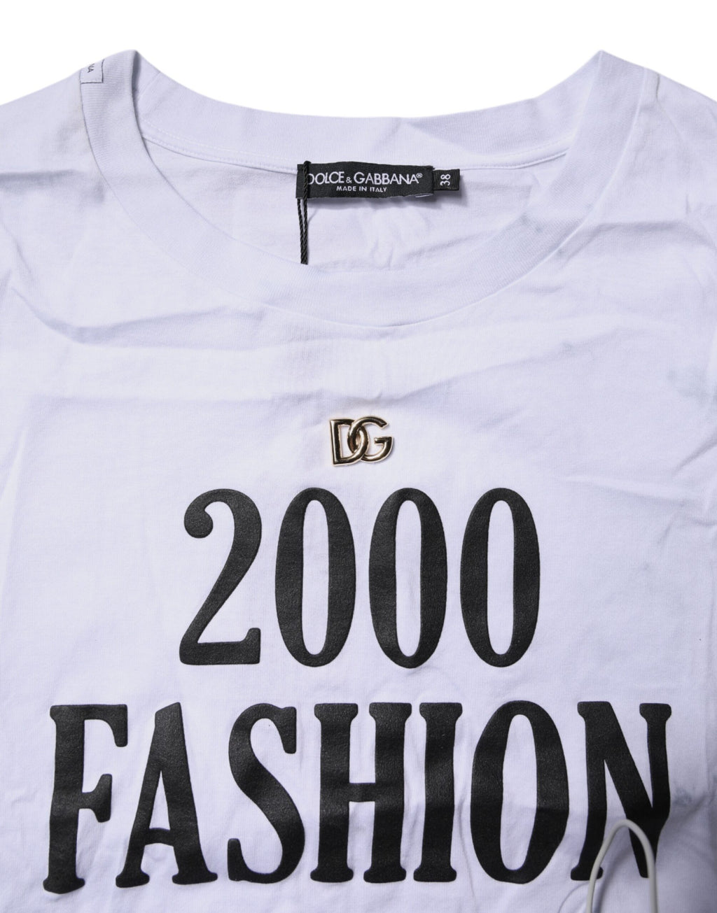 Dolce & Gabbana Weißes T-Shirt mit Rundhalsausschnitt und Schnürung aus Baumwolle