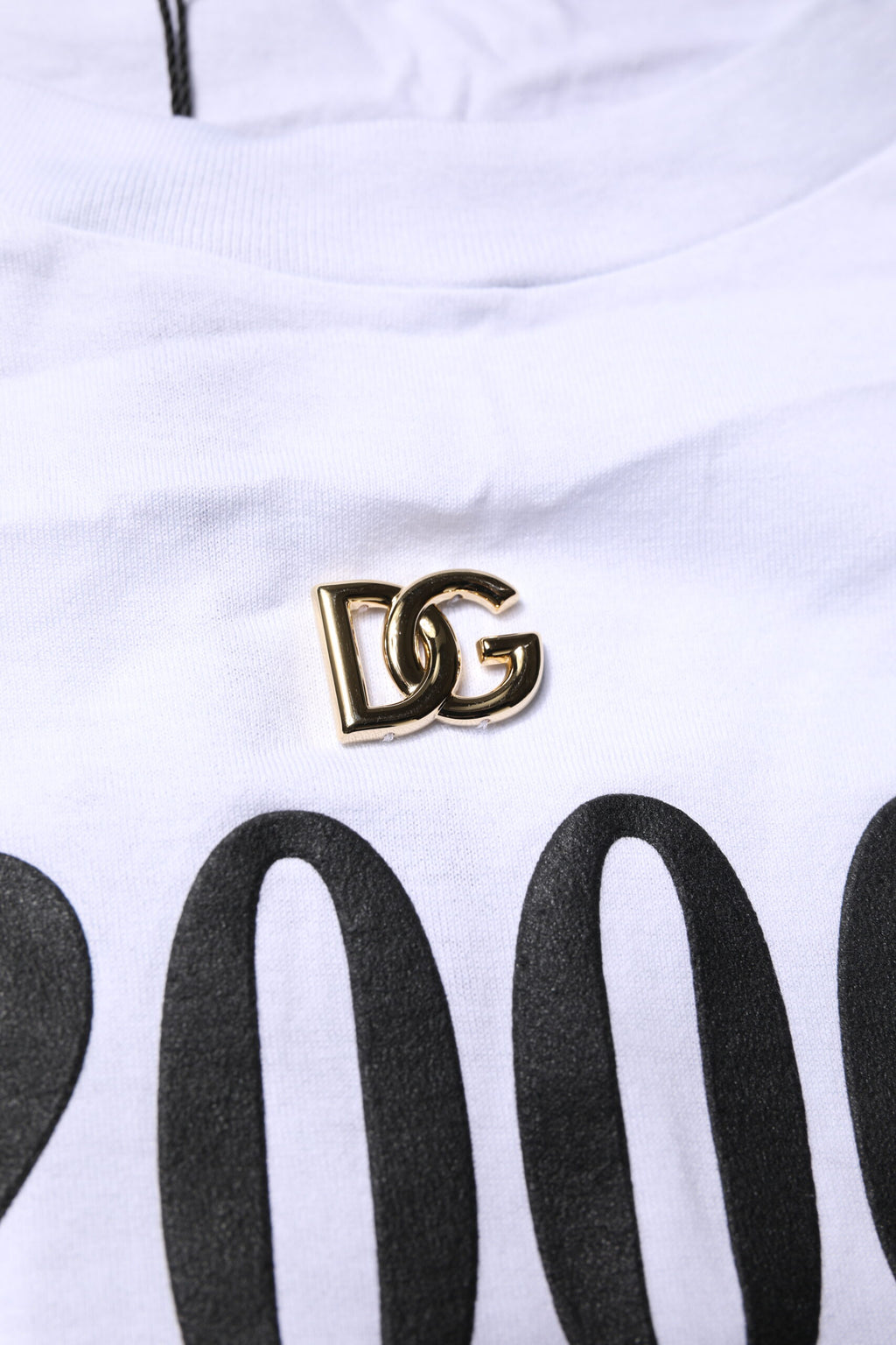 Dolce & Gabbana Weißes T-Shirt mit Rundhalsausschnitt und Schnürung aus Baumwolle