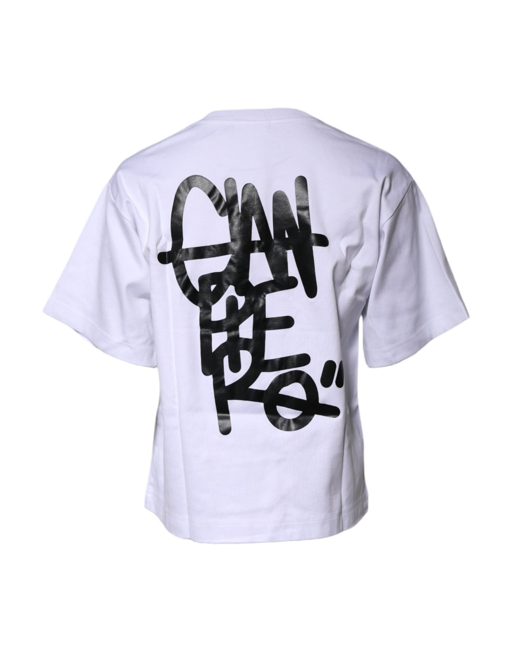 Dolce & Gabbana Weißes bedrucktes T-Shirt mit Rundhalsausschnitt aus Baumwolle