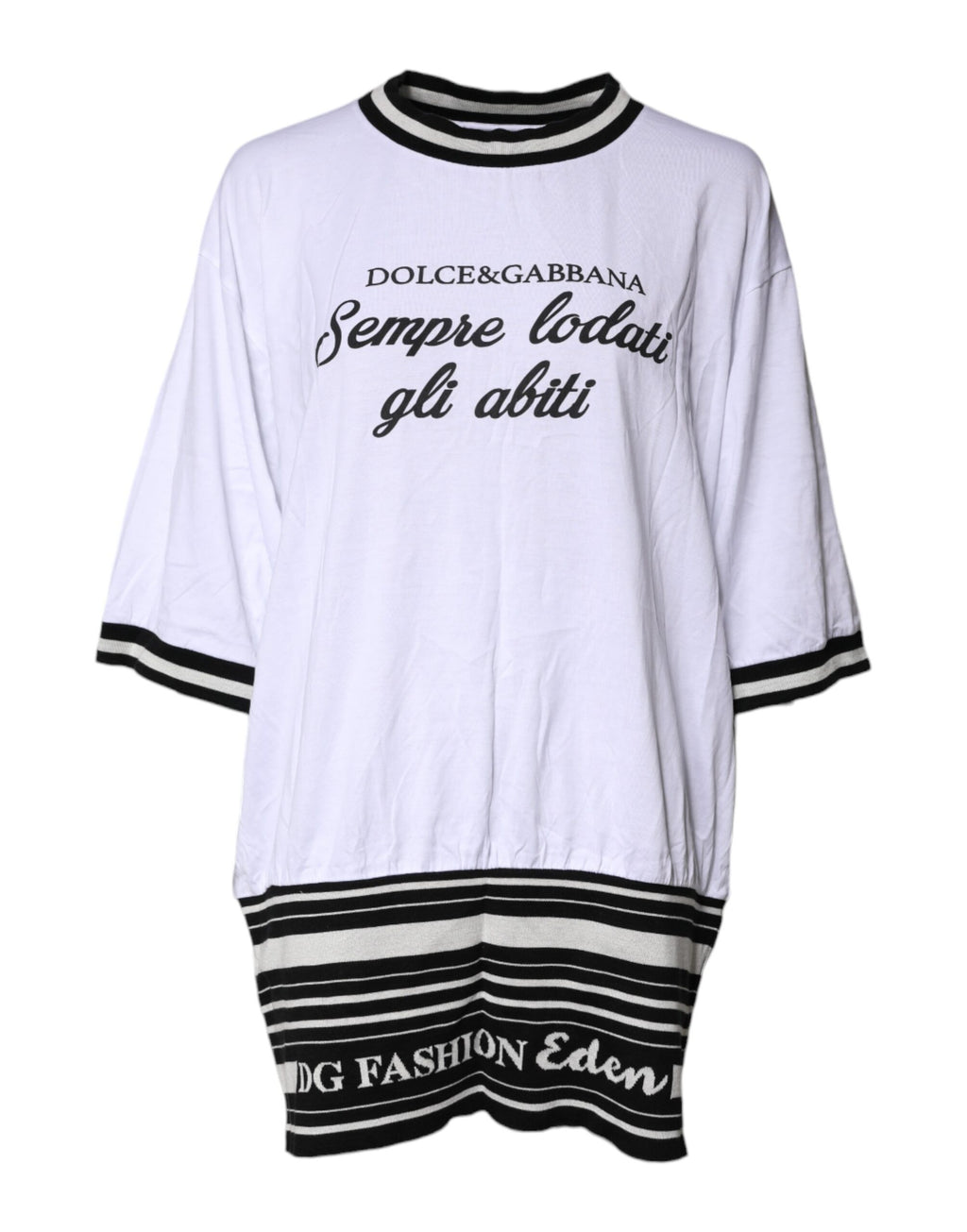 Dolce & Gabbana Weißes Baumwolle DG Mode Rundhals T-Shirt
