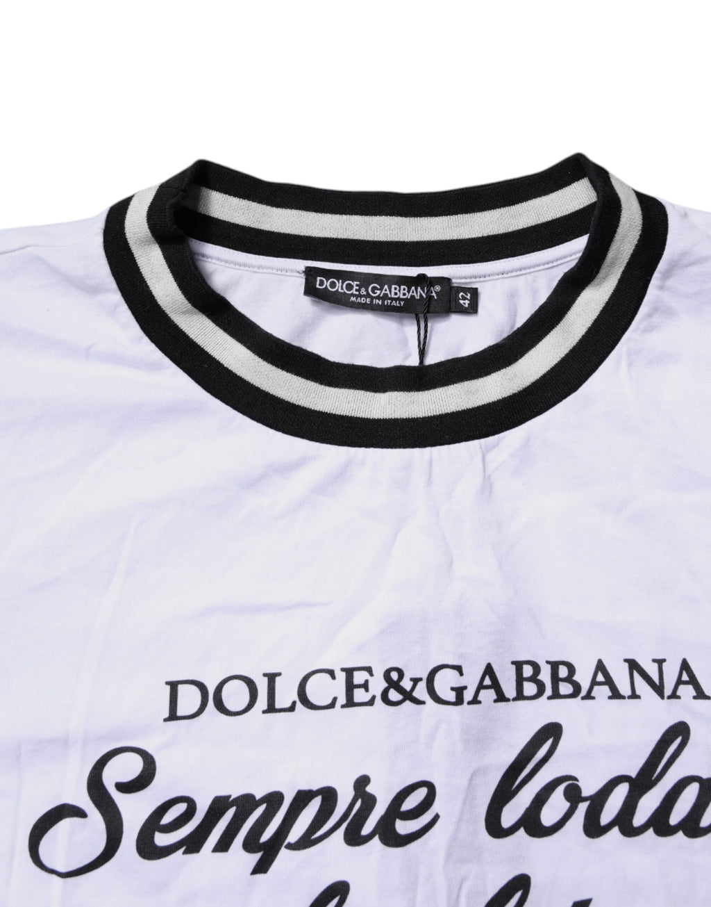 Dolce & Gabbana Weißes Baumwolle DG Mode Rundhals T-Shirt