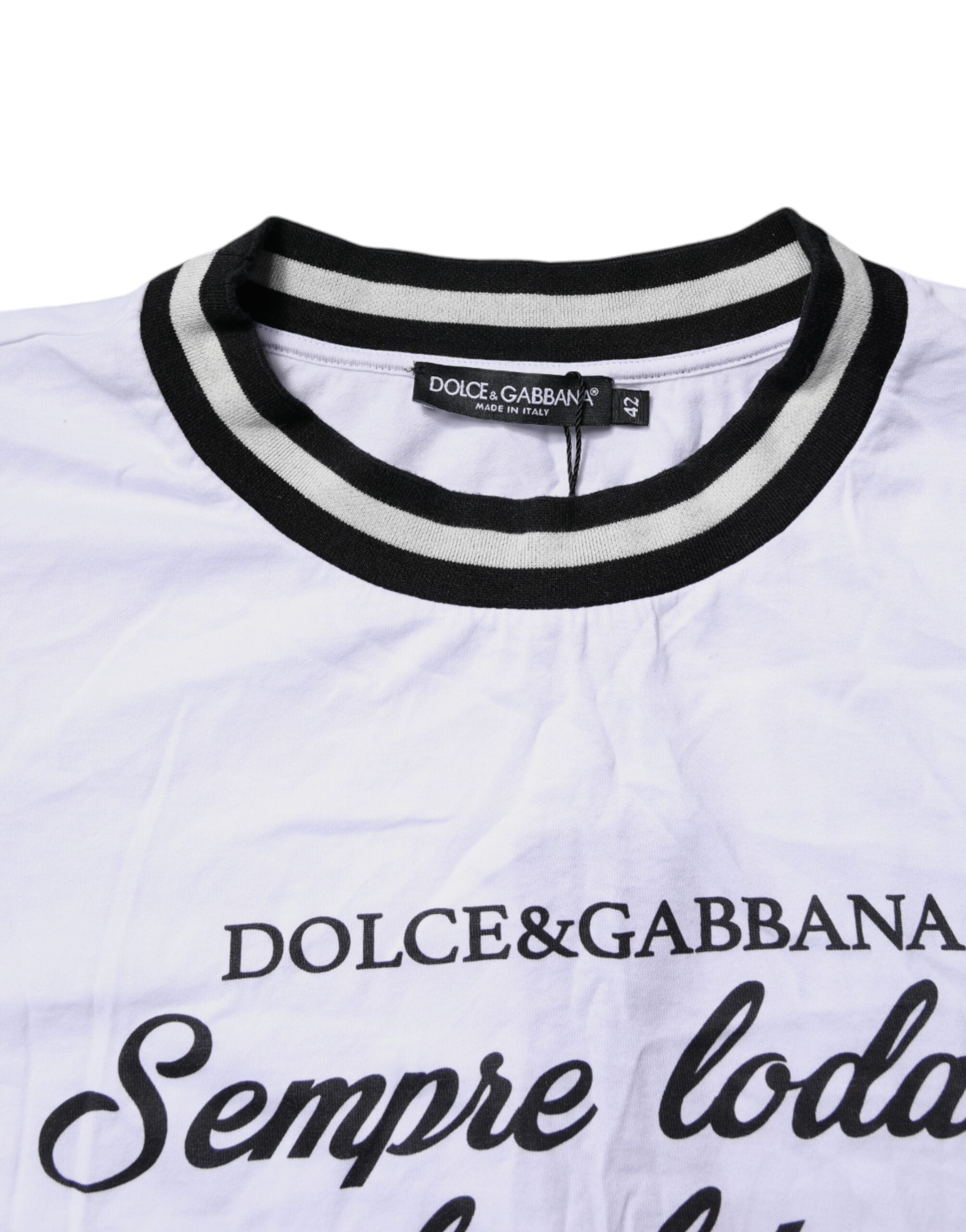 Dolce & Gabbana Weißes Baumwolle DG Mode Rundhals T-Shirt