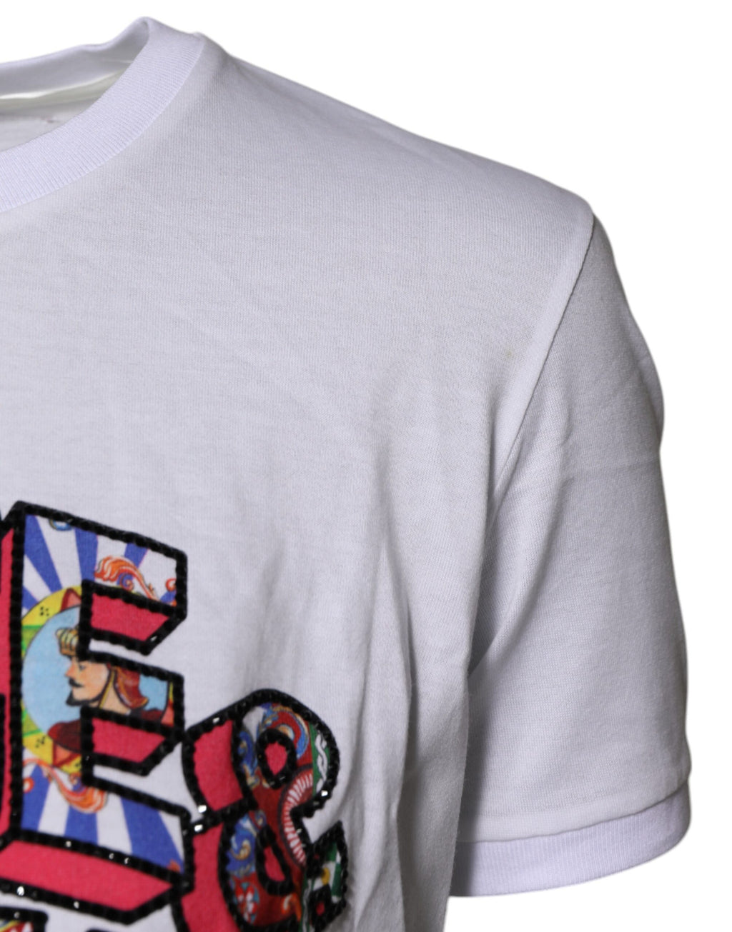 Dolce & Gabbana Weißes T-Shirt mit Rundhalsausschnitt und Logodruck aus Baumwolle