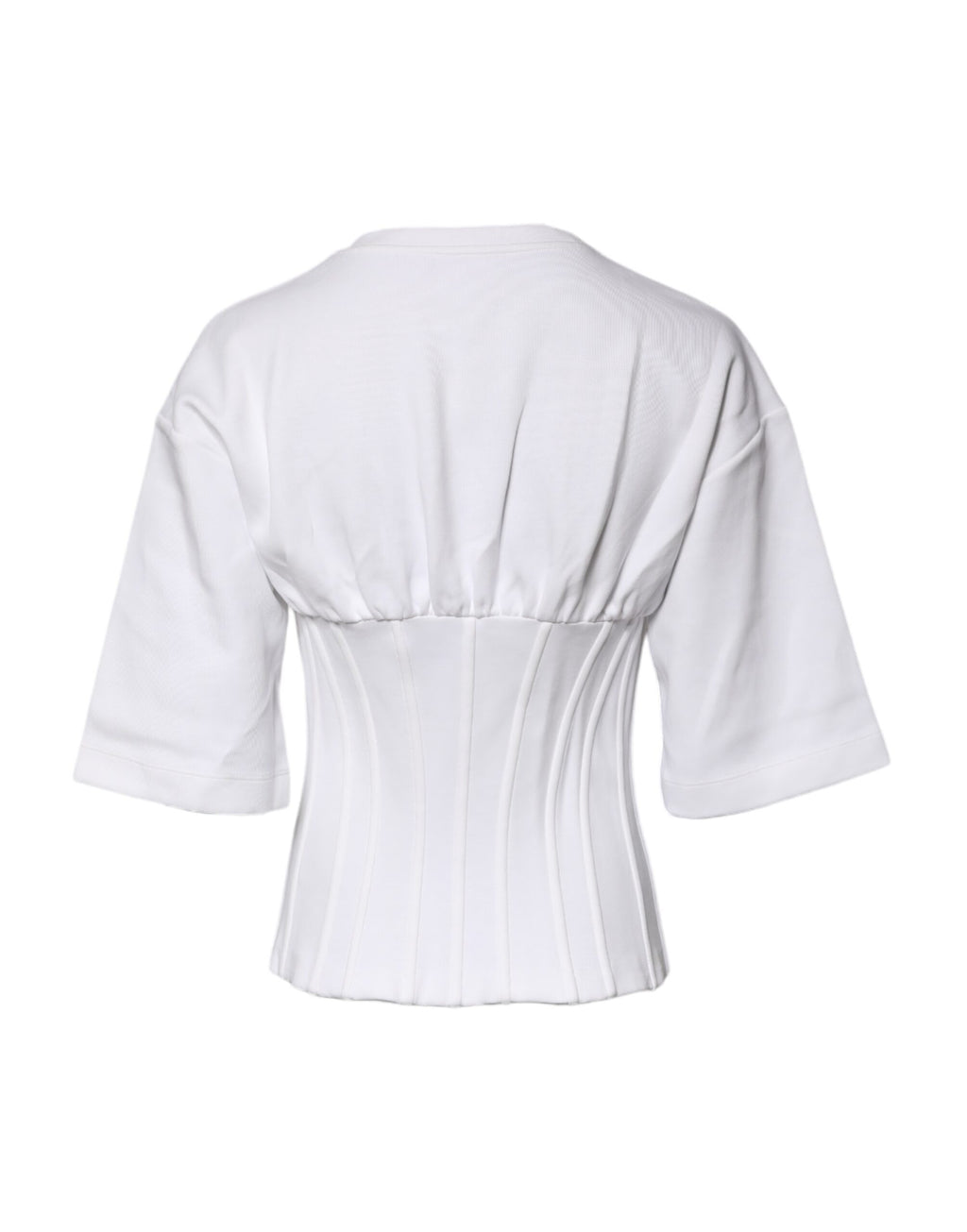 Dolce & Gabbana Weißes Blusentop aus Baumwollmischung mit 3/4 Ärmeln