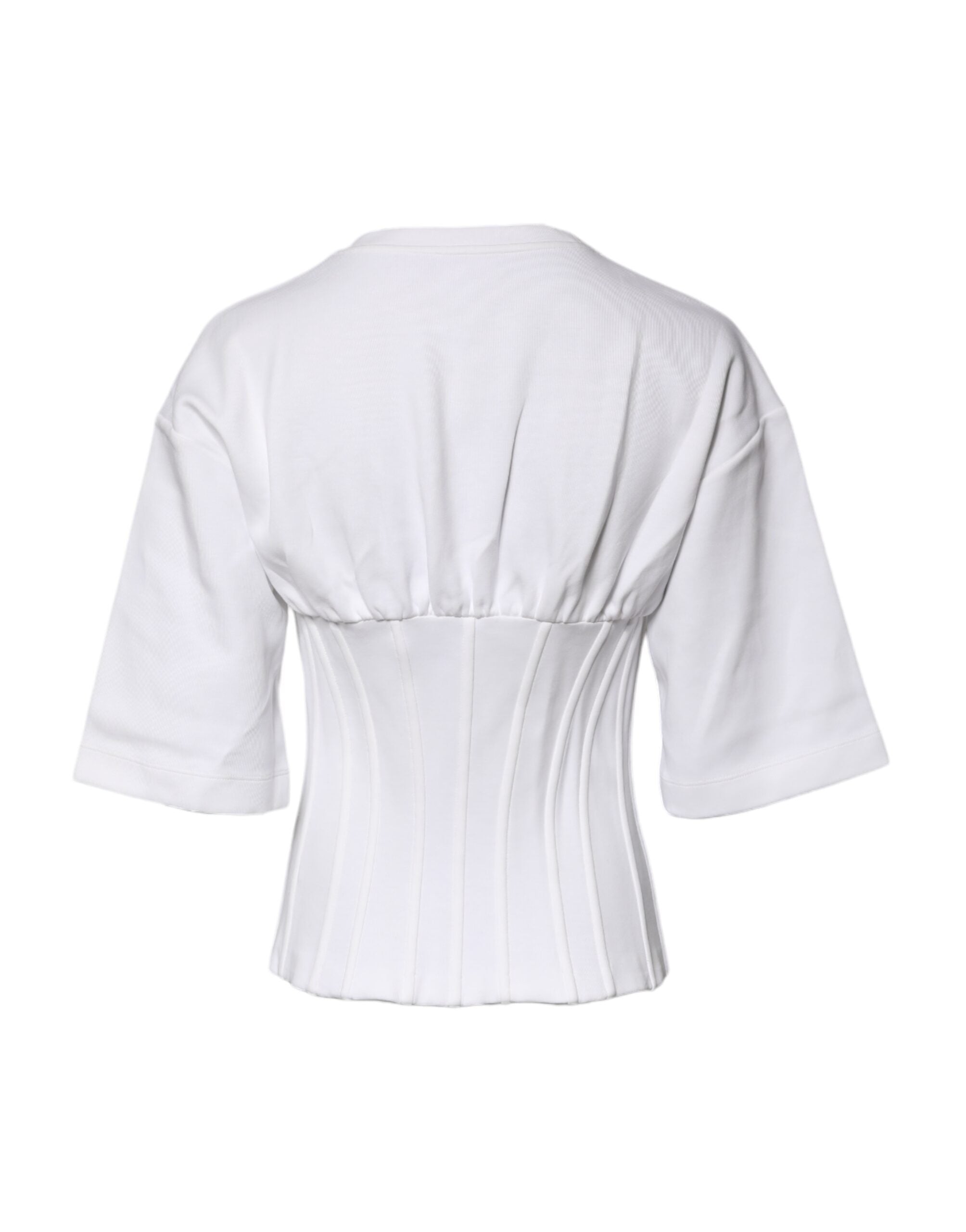 Dolce & Gabbana Weißes Blusentop aus Baumwollmischung mit 3/4 Ärmeln