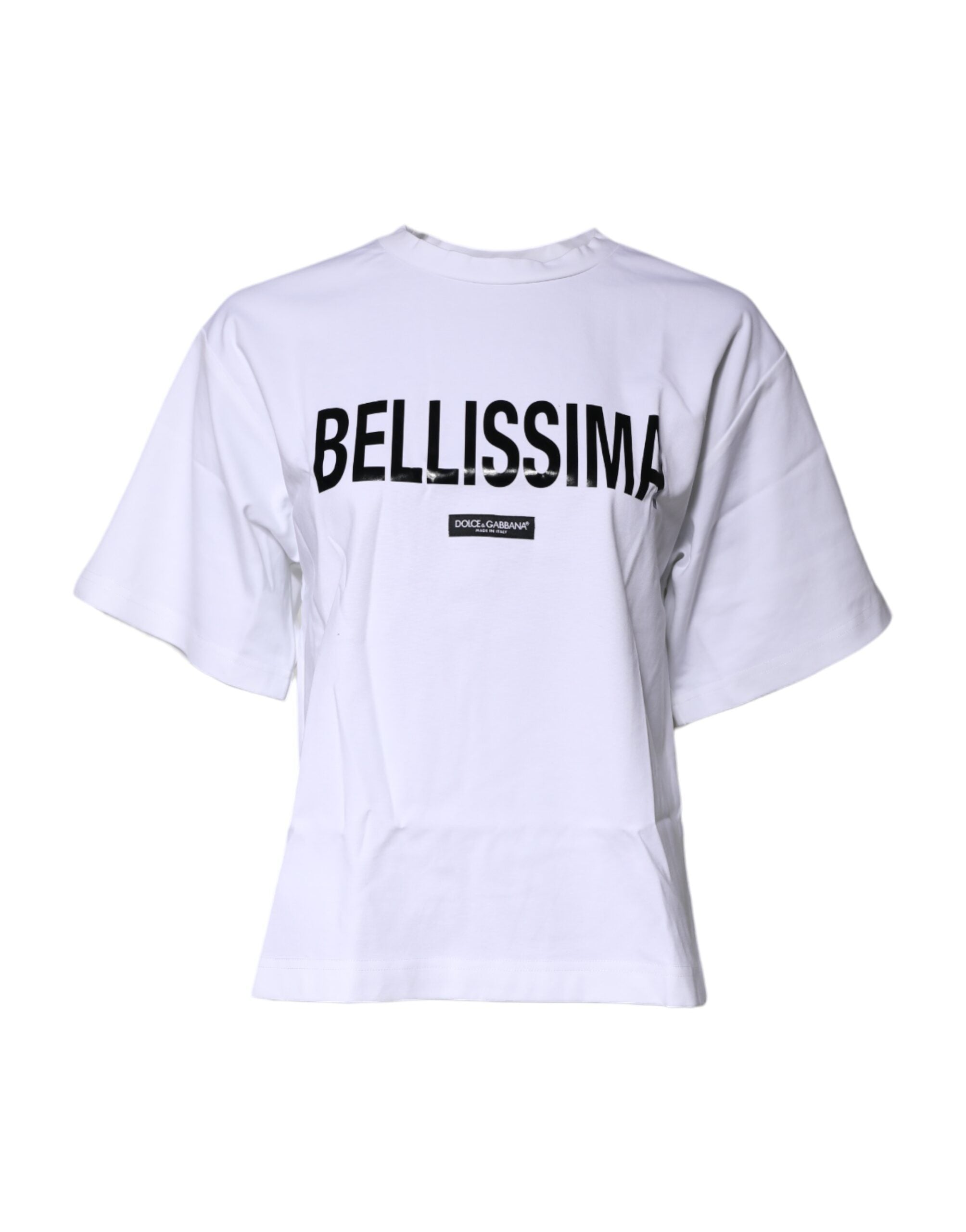 Dolce & Gabbana Weißes Bellissima-T-Shirt mit Rundhalsausschnitt aus Baumwolle