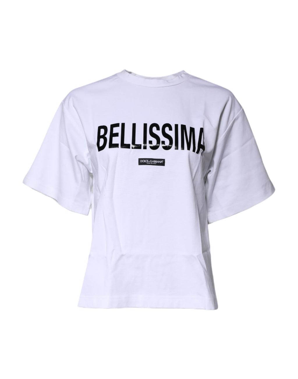 Dolce & Gabbana Weißes Bellissima-T-Shirt mit Rundhalsausschnitt aus Baumwolle