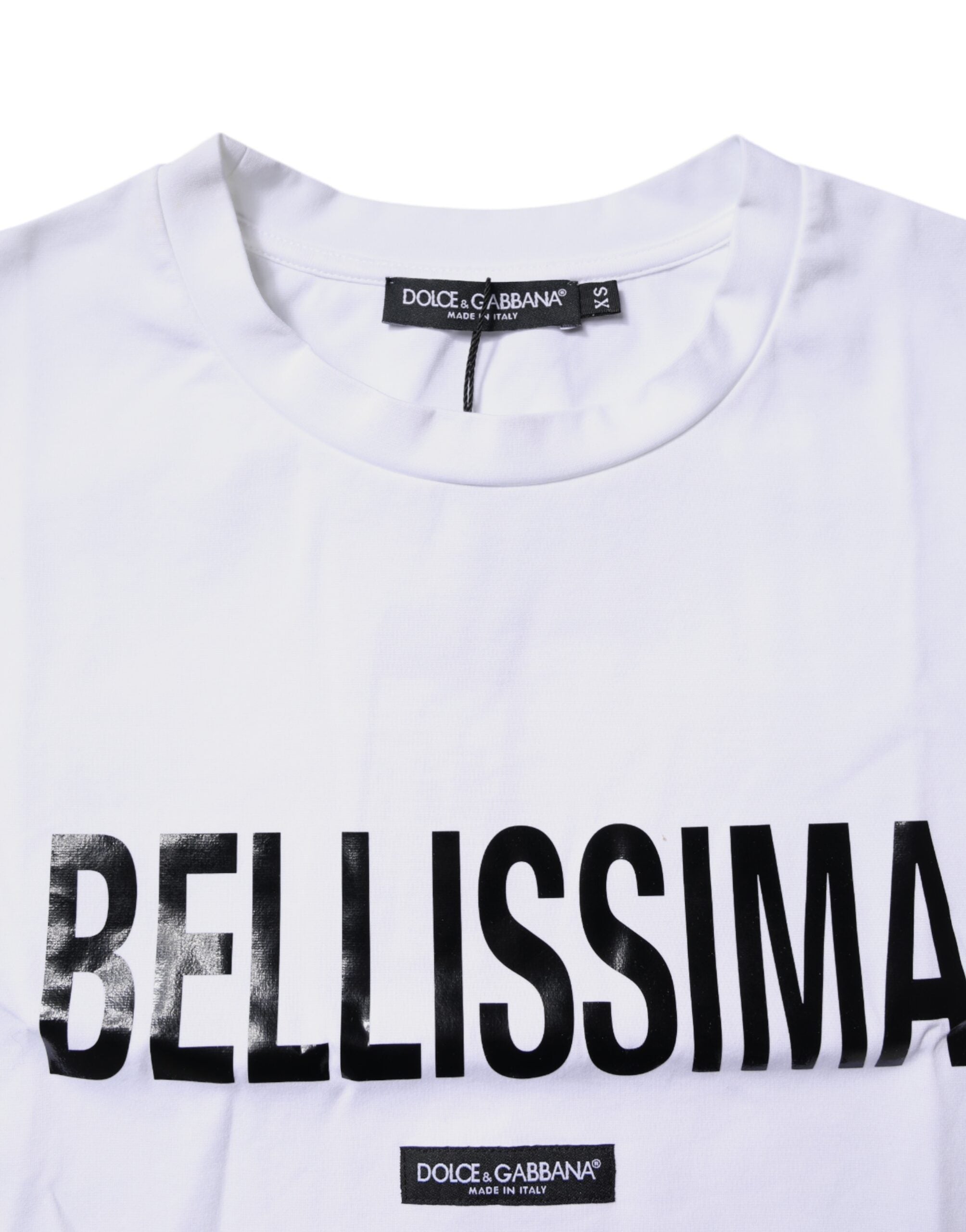 Dolce & Gabbana Weißes Bellissima-T-Shirt mit Rundhalsausschnitt aus Baumwolle