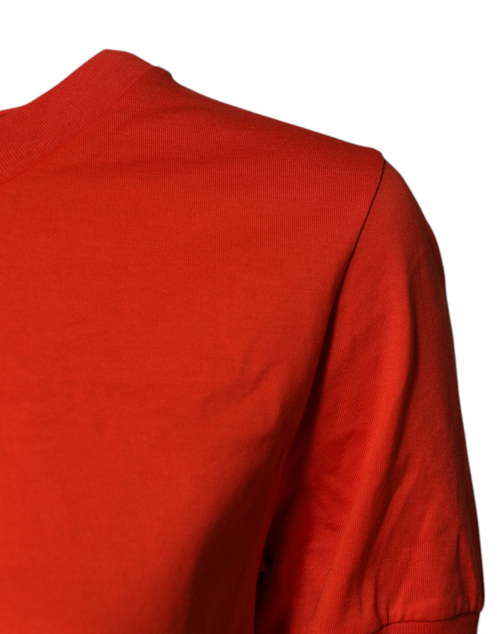 Dolce & Gabbana Rotes T-Shirt mit Blumenstickerei und Rundhalsausschnitt aus Baumwolle