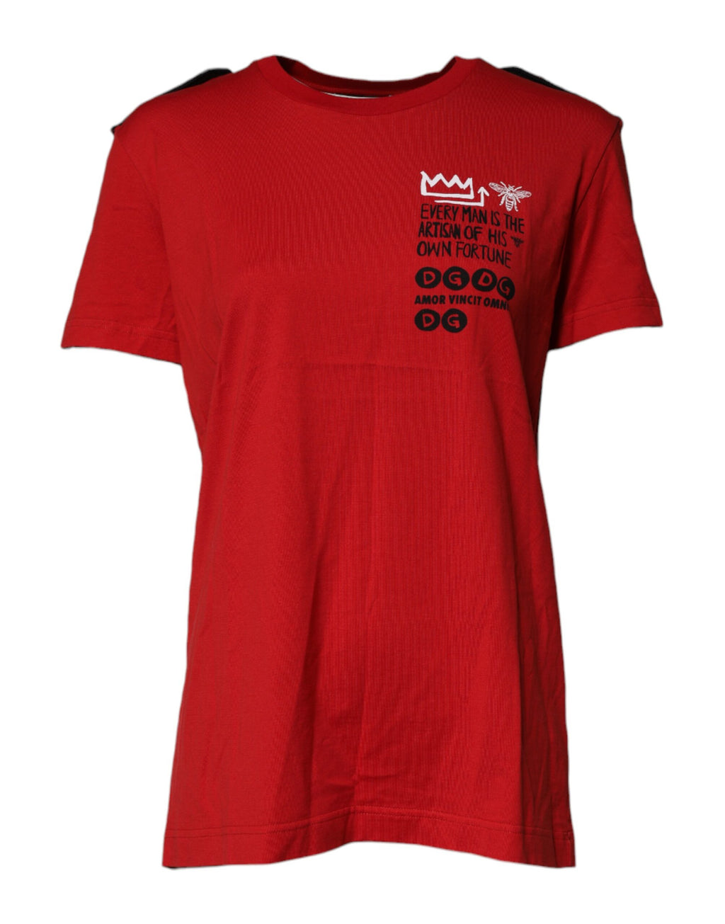 Dolce & Gabbana Rotes T-Shirt mit Rundhalsausschnitt und Grafikdruck aus Baumwolle