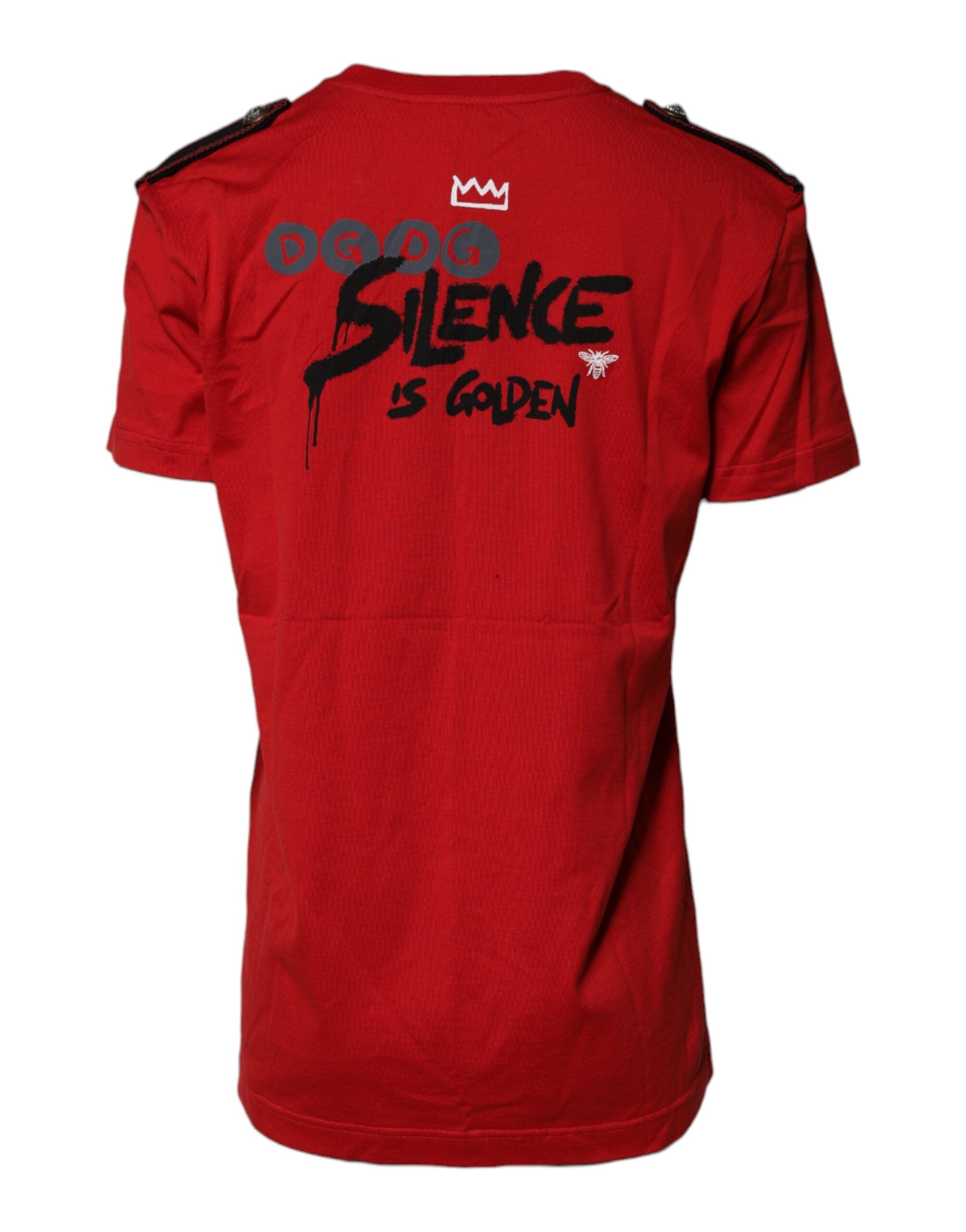 Dolce & Gabbana Rotes T-Shirt mit Rundhalsausschnitt und Grafikdruck aus Baumwolle