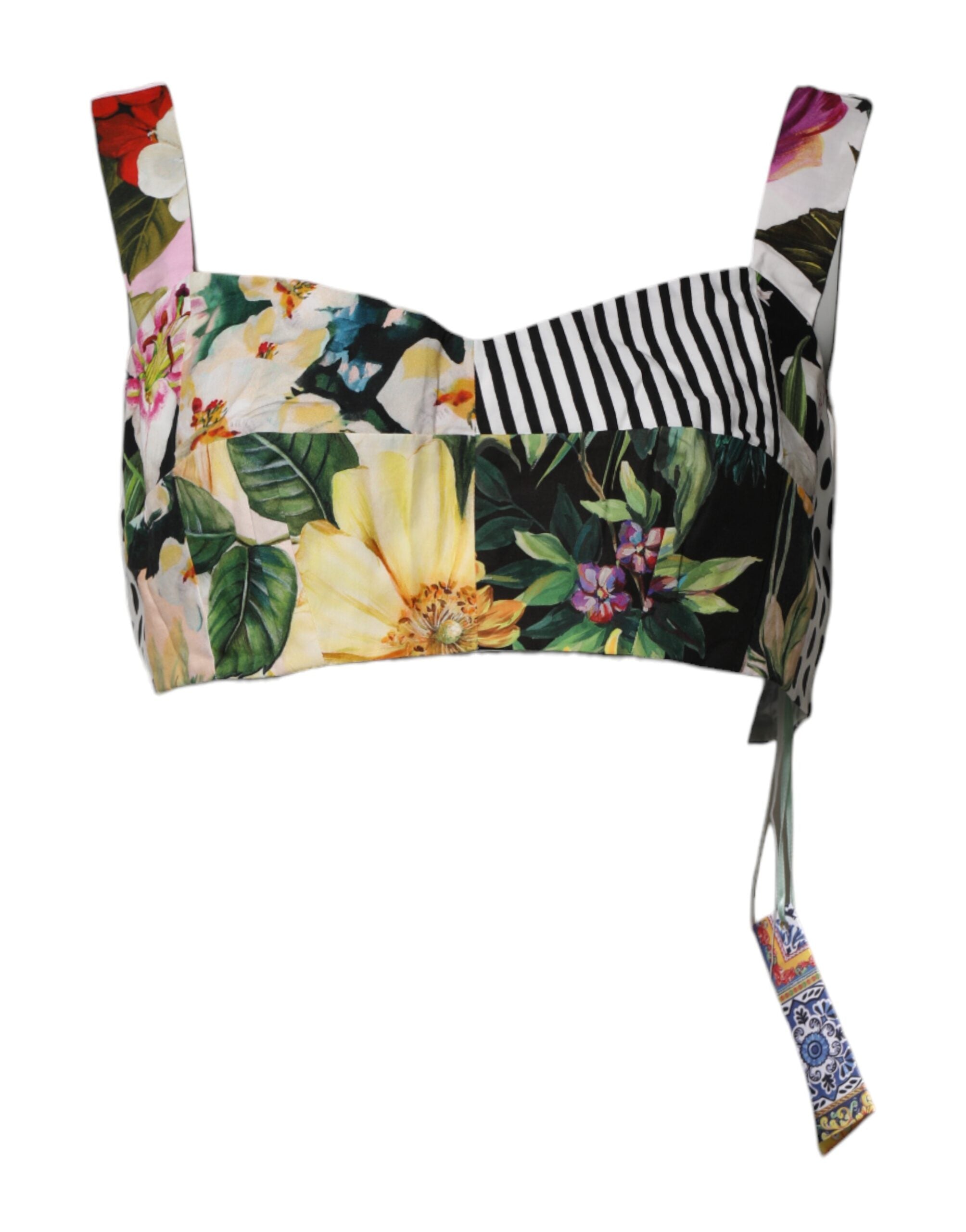 Dolce & Gabbana Mehrfarbiges Patchwork-Kropfoberteil mit herzförmigem Ausschnitt