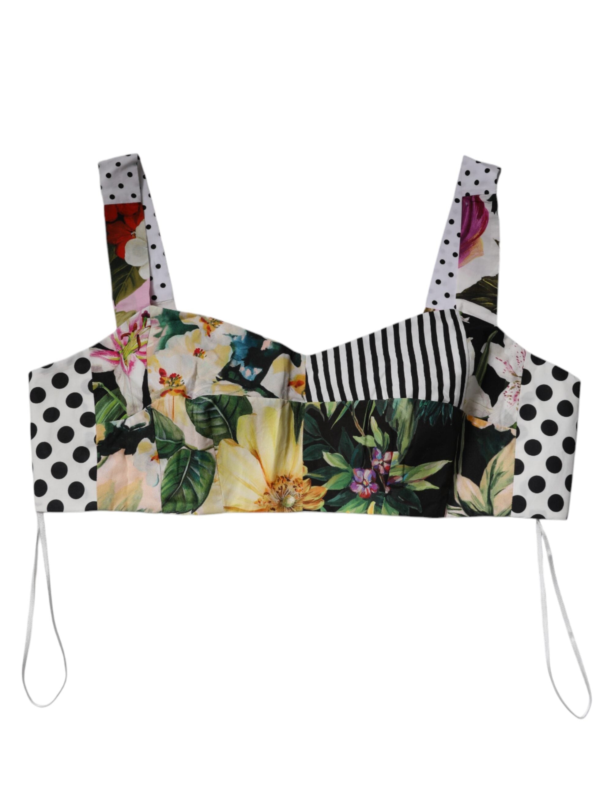 Dolce & Gabbana Mehrfarbiges Patchwork-Kropfoberteil mit herzförmigem Ausschnitt