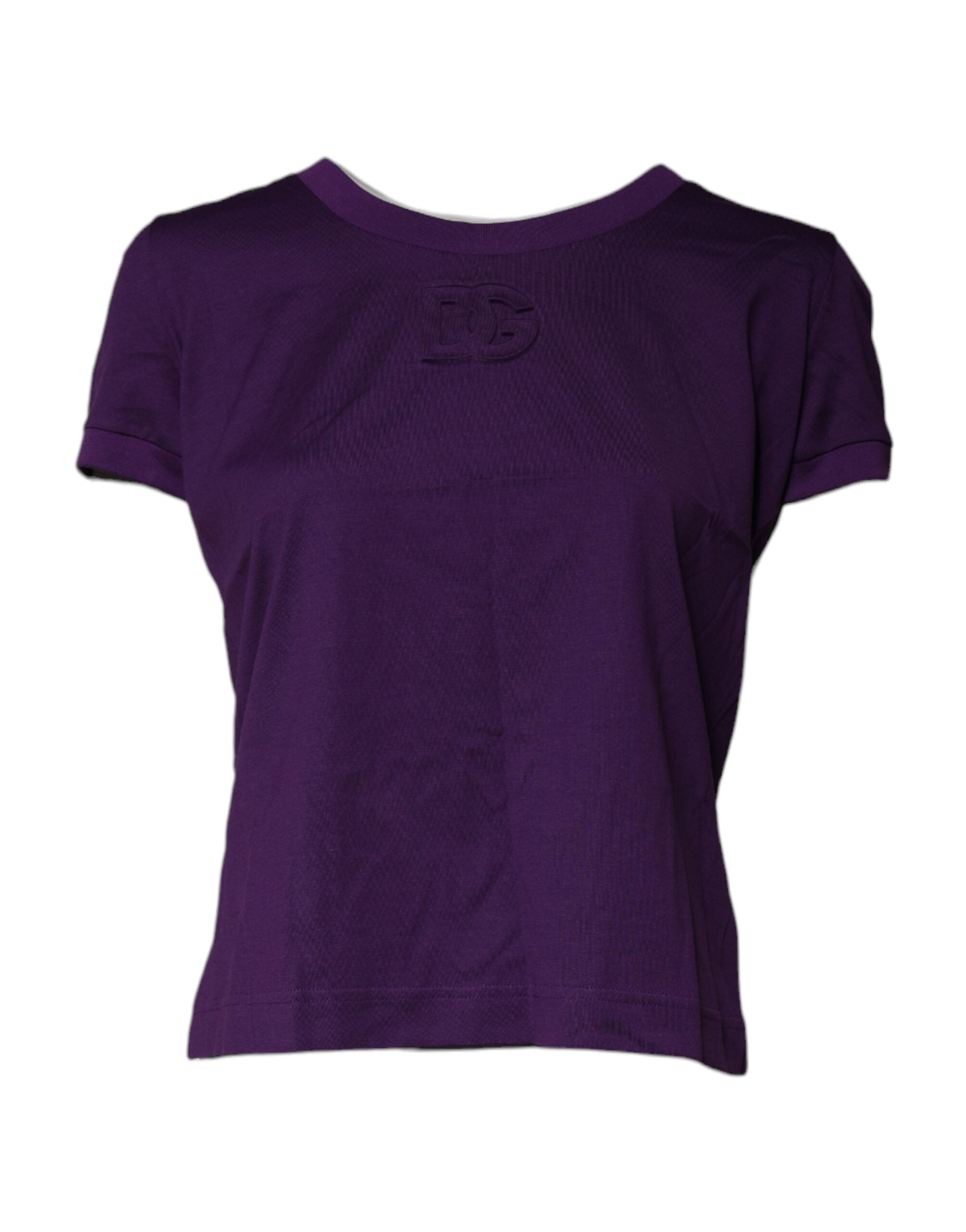 Dolce & Gabbana Violettes Baumwoll-T-Shirt mit Rundhalsausschnitt und kurzen Ärmeln
