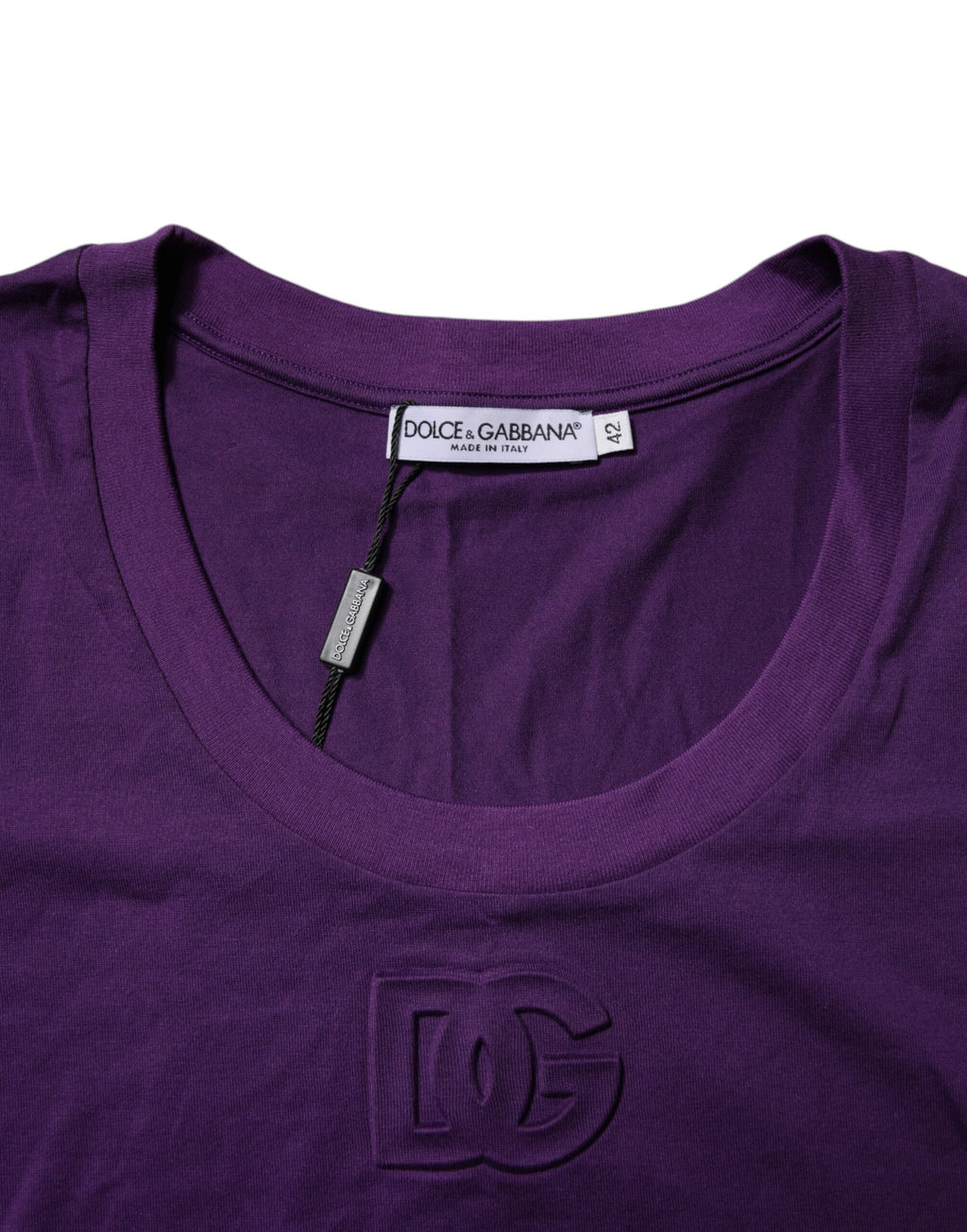 Dolce & Gabbana Violettes Baumwoll-T-Shirt mit Rundhalsausschnitt und kurzen Ärmeln