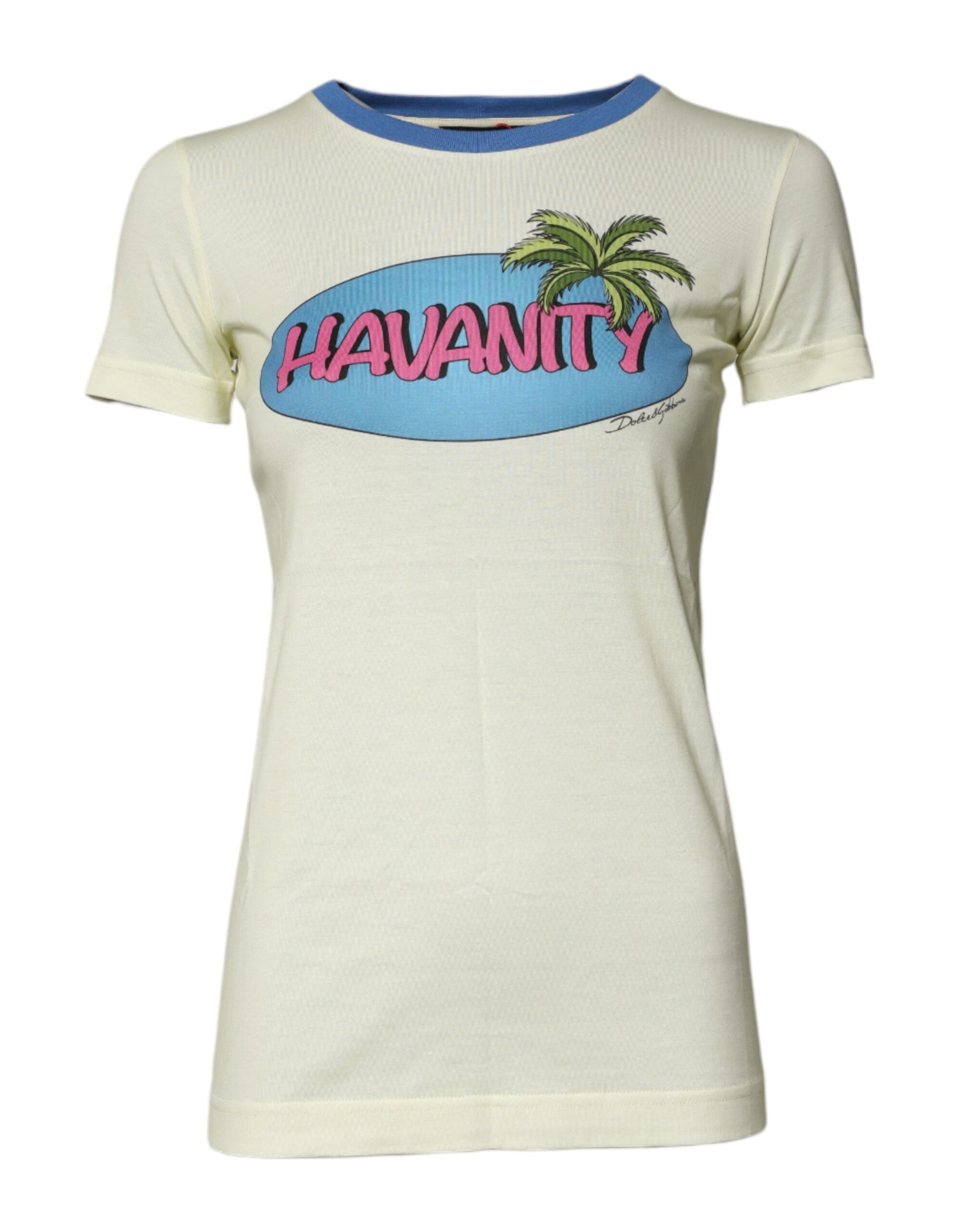 Dolce & Gabbana Hellgelbes Baumwoll-T-Shirt mit kurzen Ärmeln