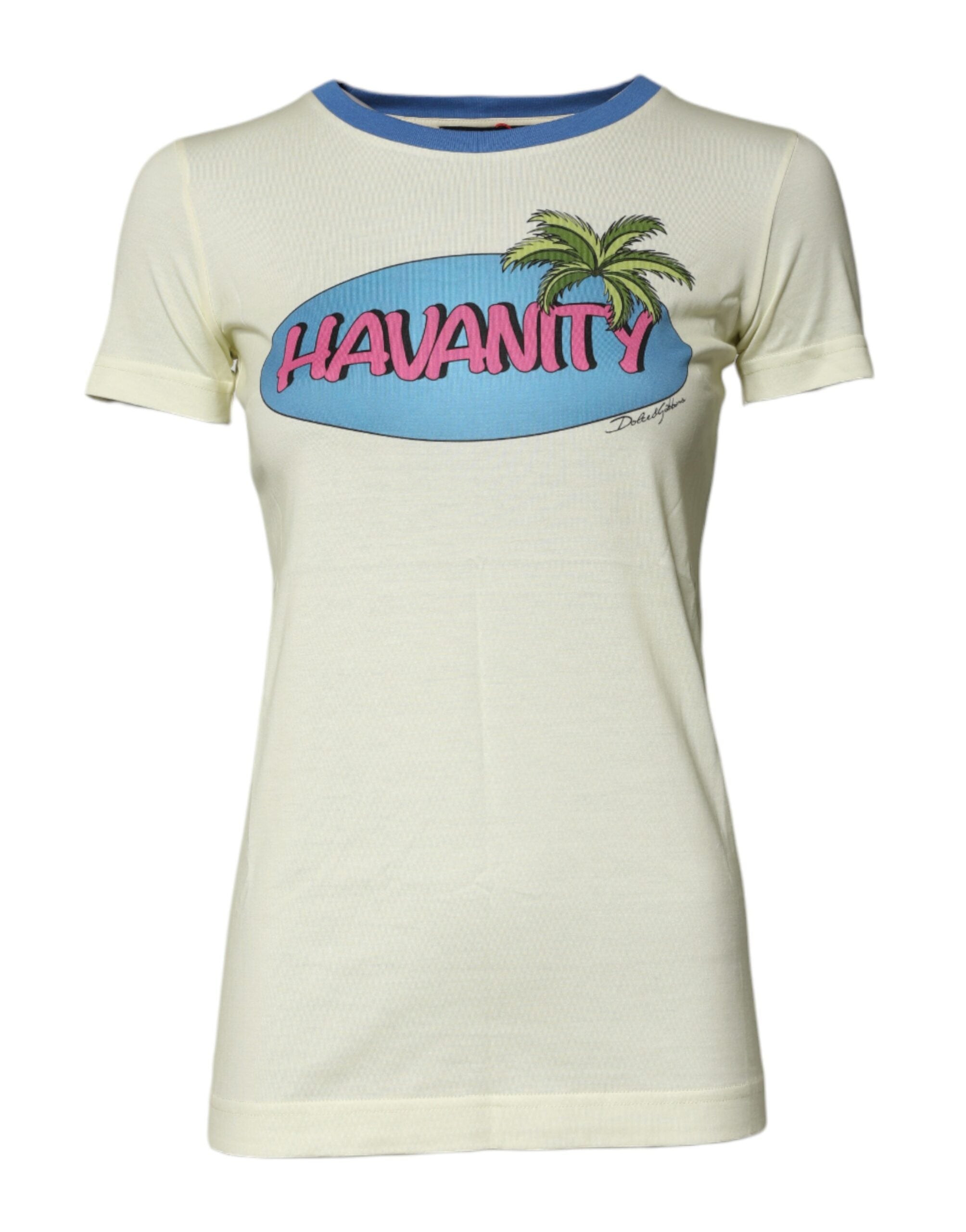 Dolce & Gabbana Hellgelbes Baumwoll-T-Shirt mit kurzen Ärmeln