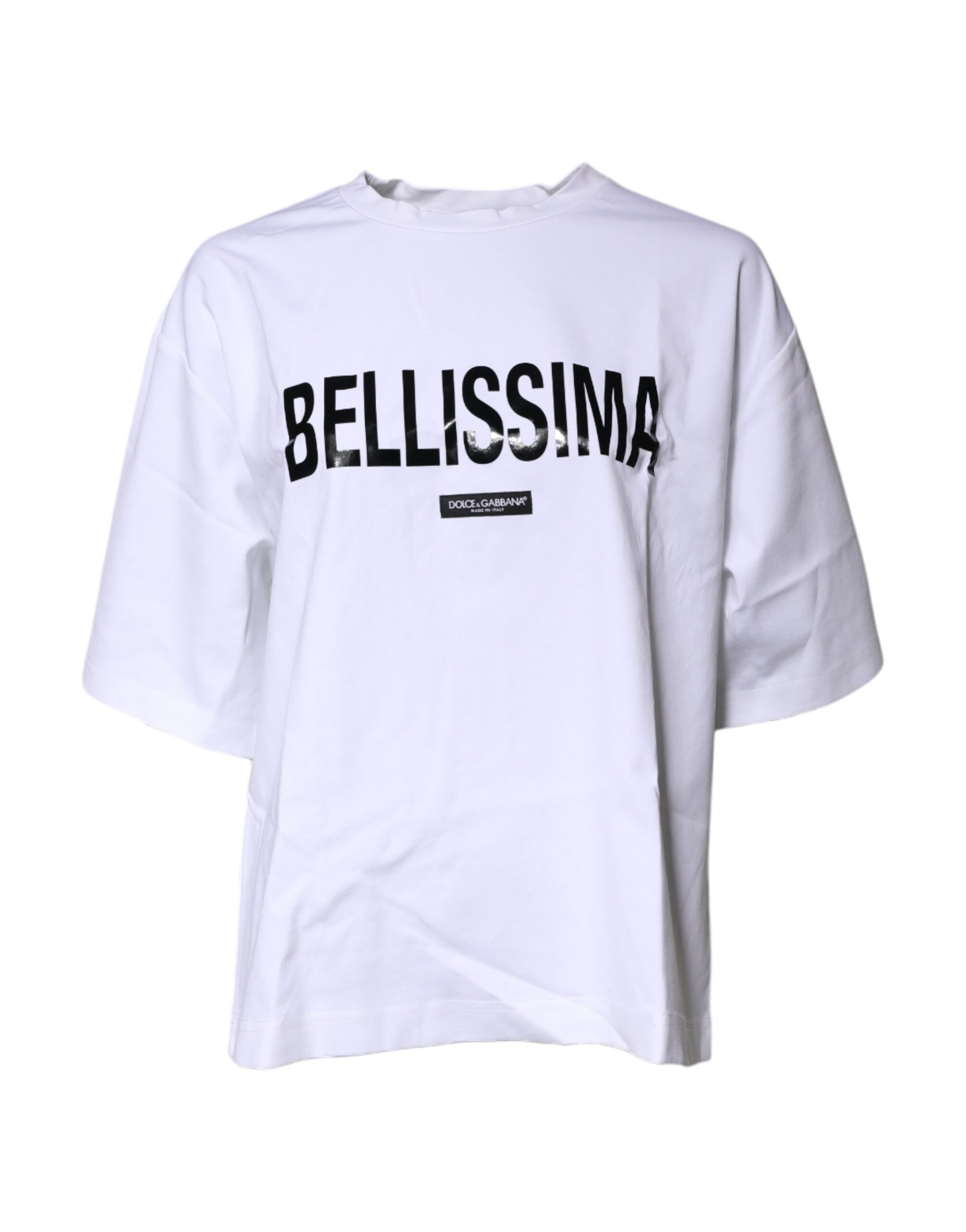 Dolce & Gabbana Weißes Bellissima-T-Shirt mit Rundhalsausschnitt aus Baumwolle