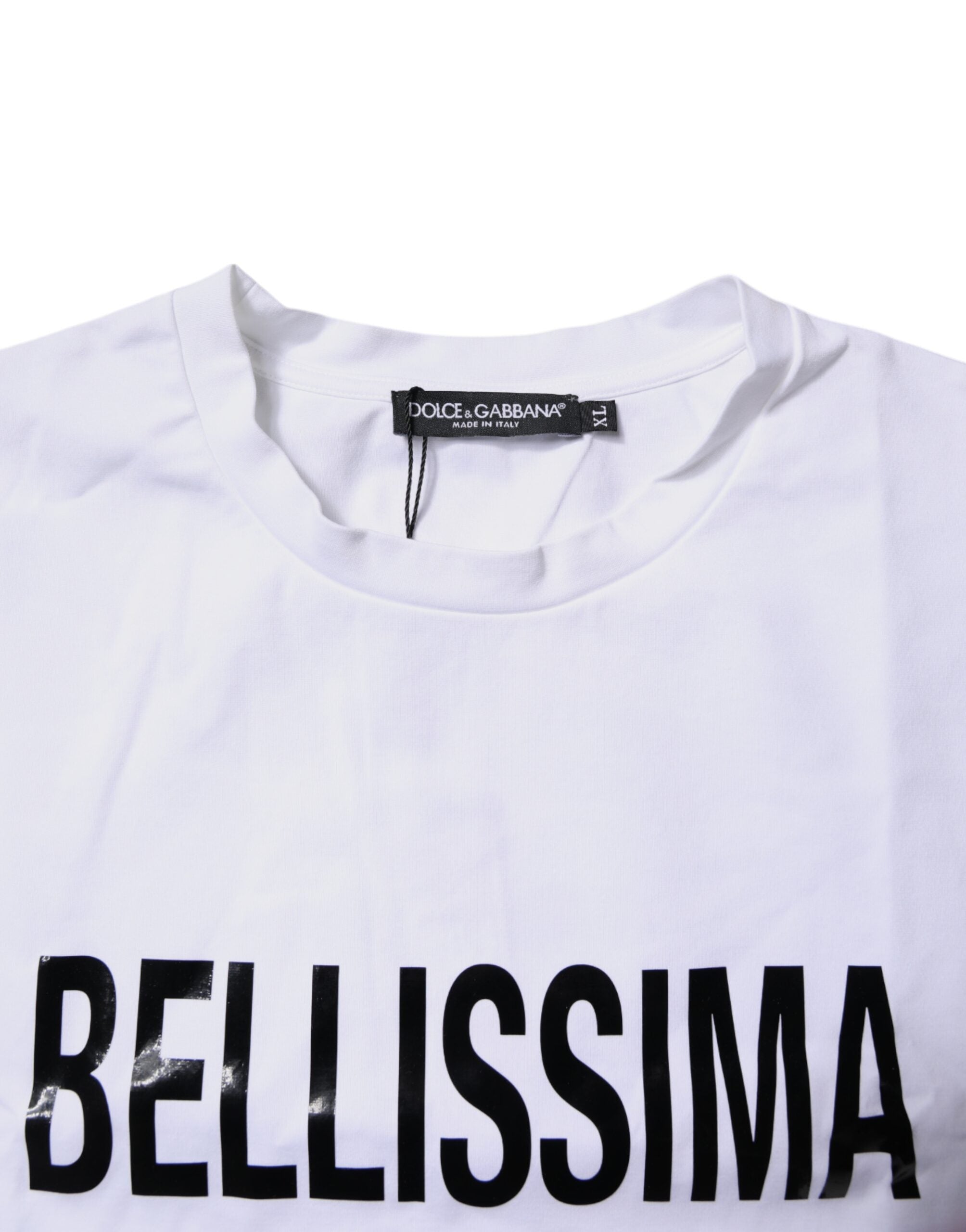 Dolce & Gabbana Weißes Bellissima-T-Shirt mit Rundhalsausschnitt aus Baumwolle