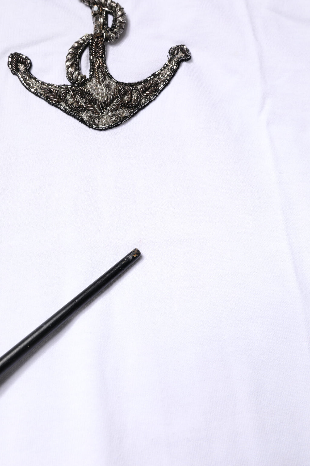 Dolce & Gabbana Weißes Baumwoll-Tank-Top mit Anker-Ketten-Stickerei