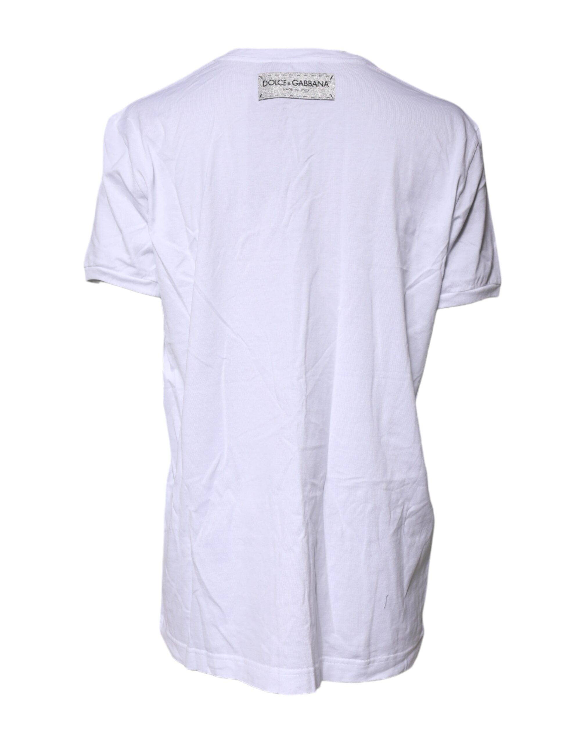 Dolce & Gabbana Weißes Baumwoll-T-Shirt mit Rundhalsausschnitt