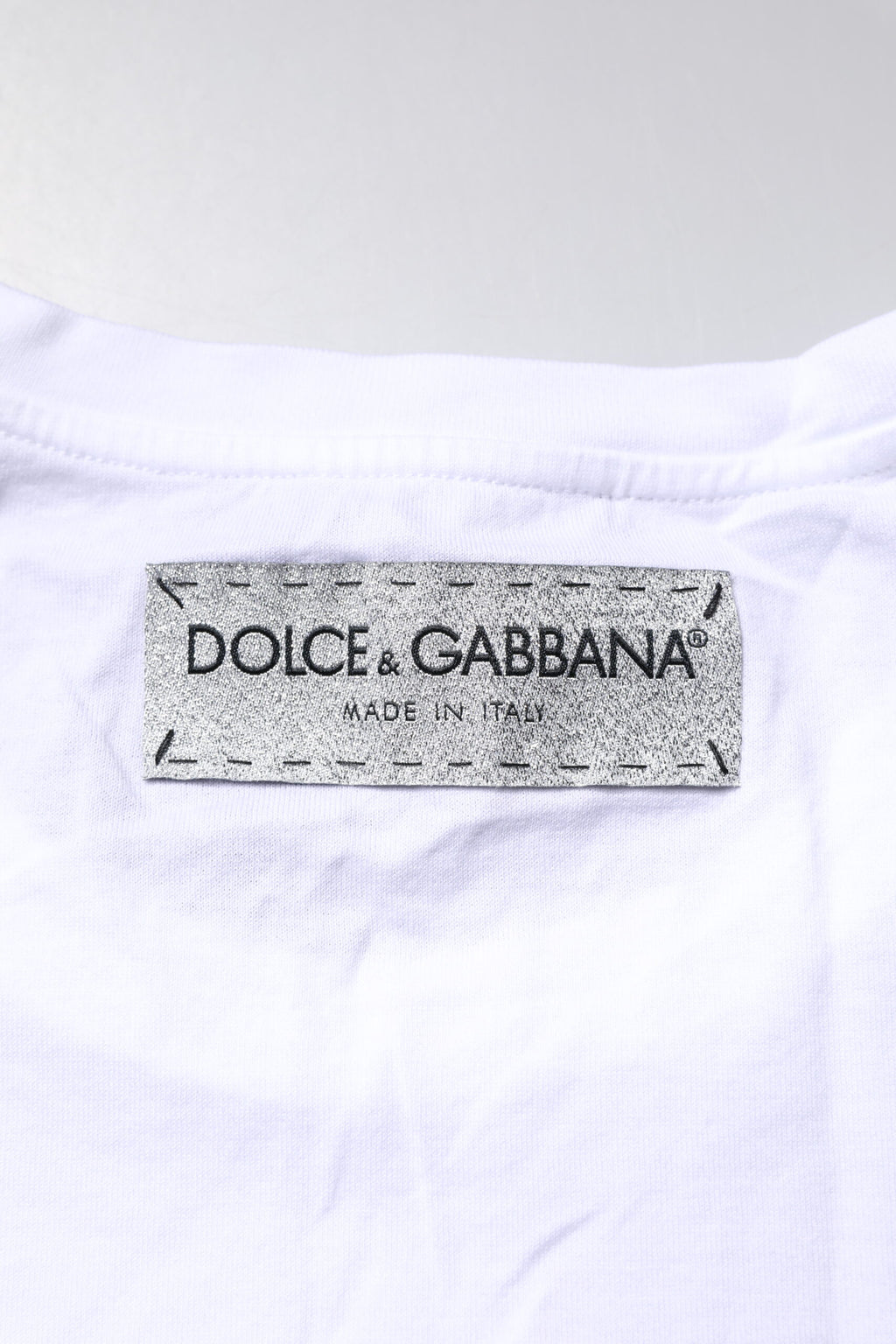 Dolce & Gabbana Weißes Baumwoll-T-Shirt mit Rundhalsausschnitt