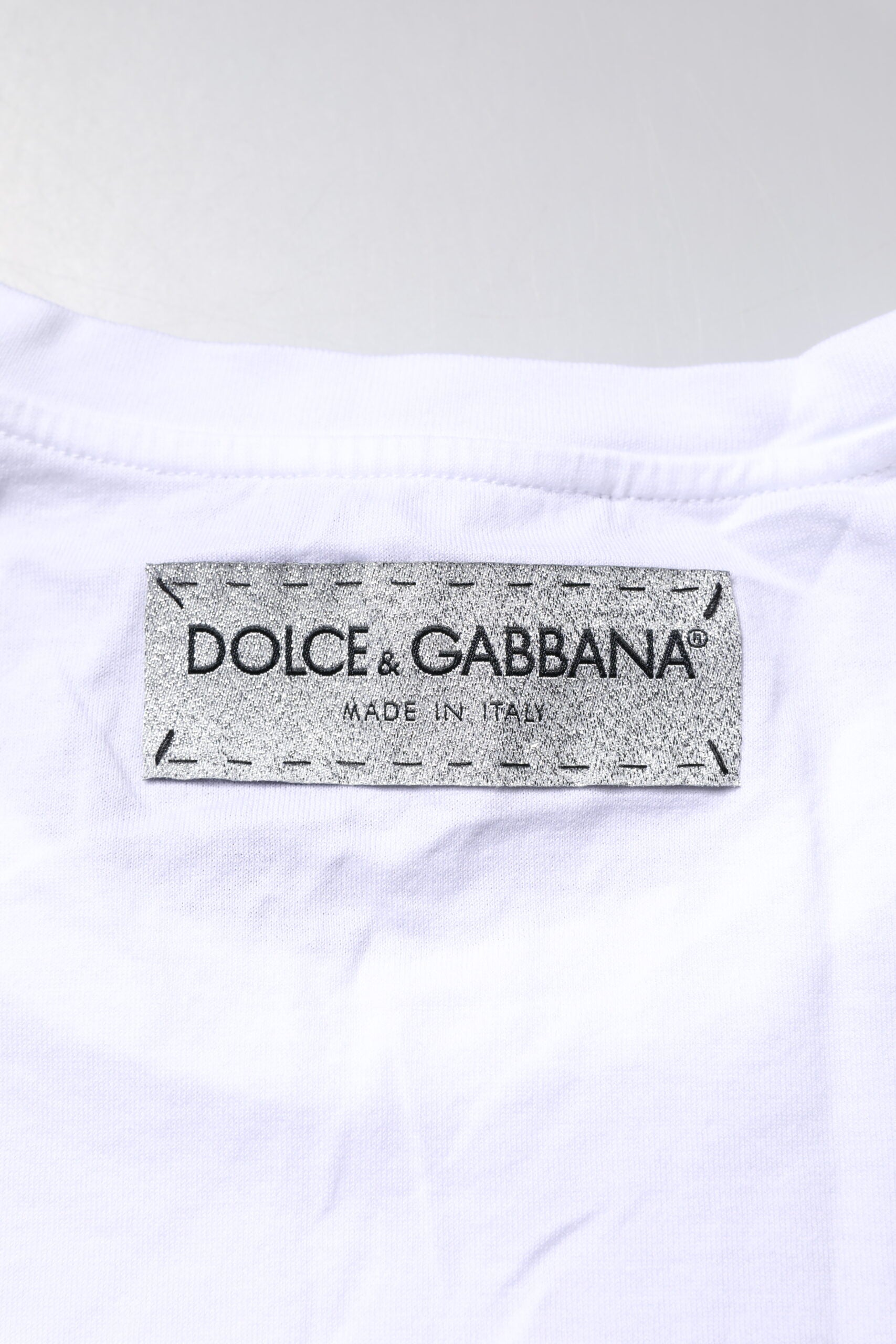 Dolce & Gabbana Weißes Baumwoll-T-Shirt mit Rundhalsausschnitt