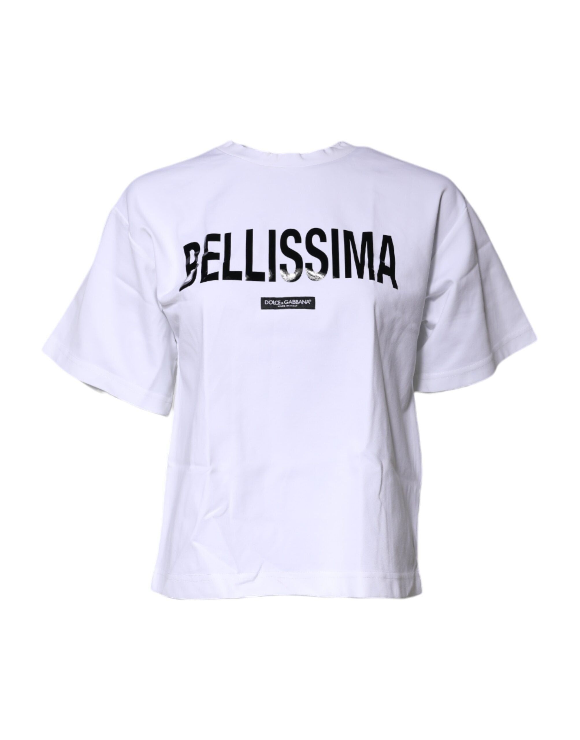 Dolce & Gabbana Weißes Bellissima-T-Shirt mit Rundhalsausschnitt aus Baumwolle