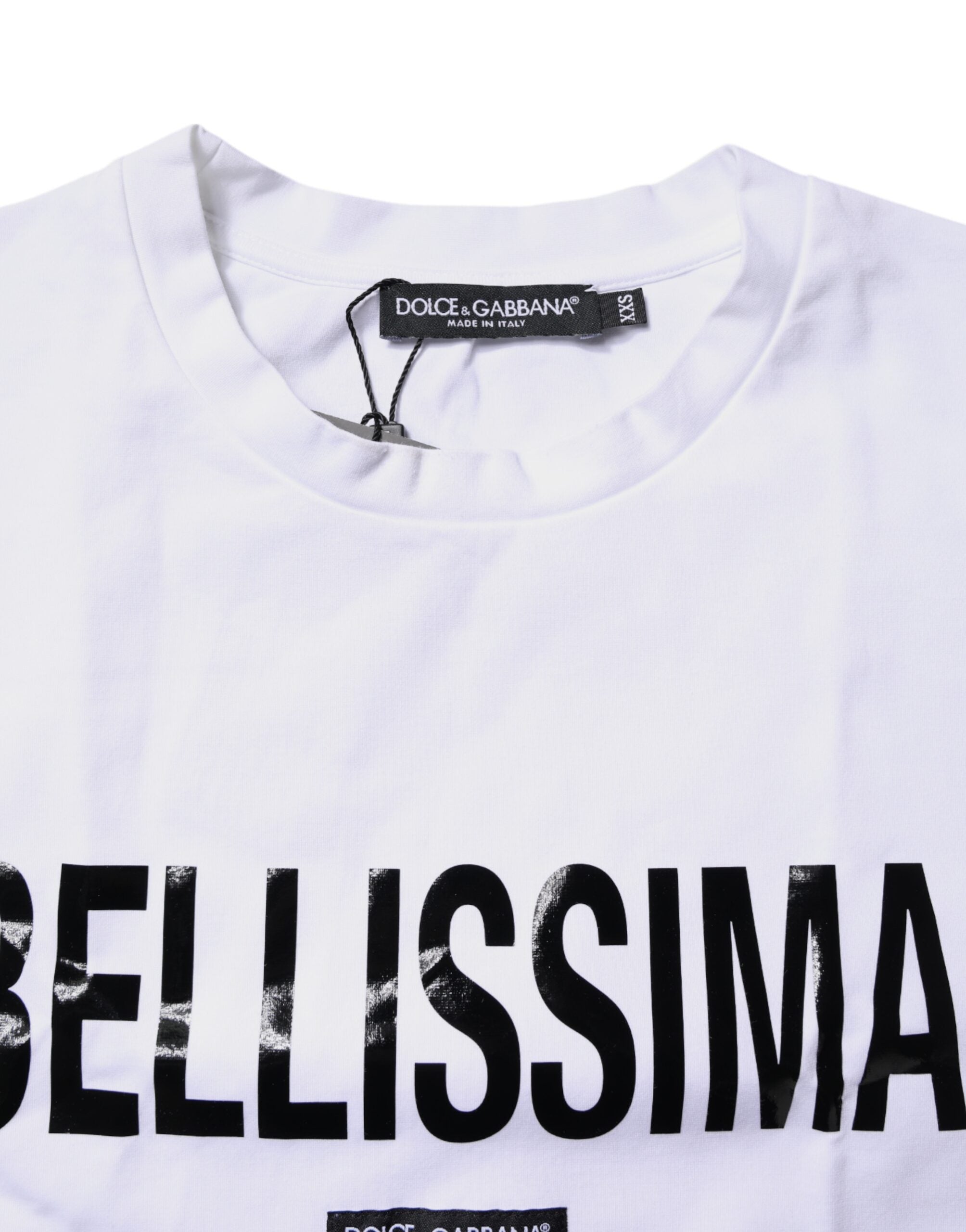 Dolce & Gabbana Weißes Bellissima-T-Shirt mit Rundhalsausschnitt aus Baumwolle