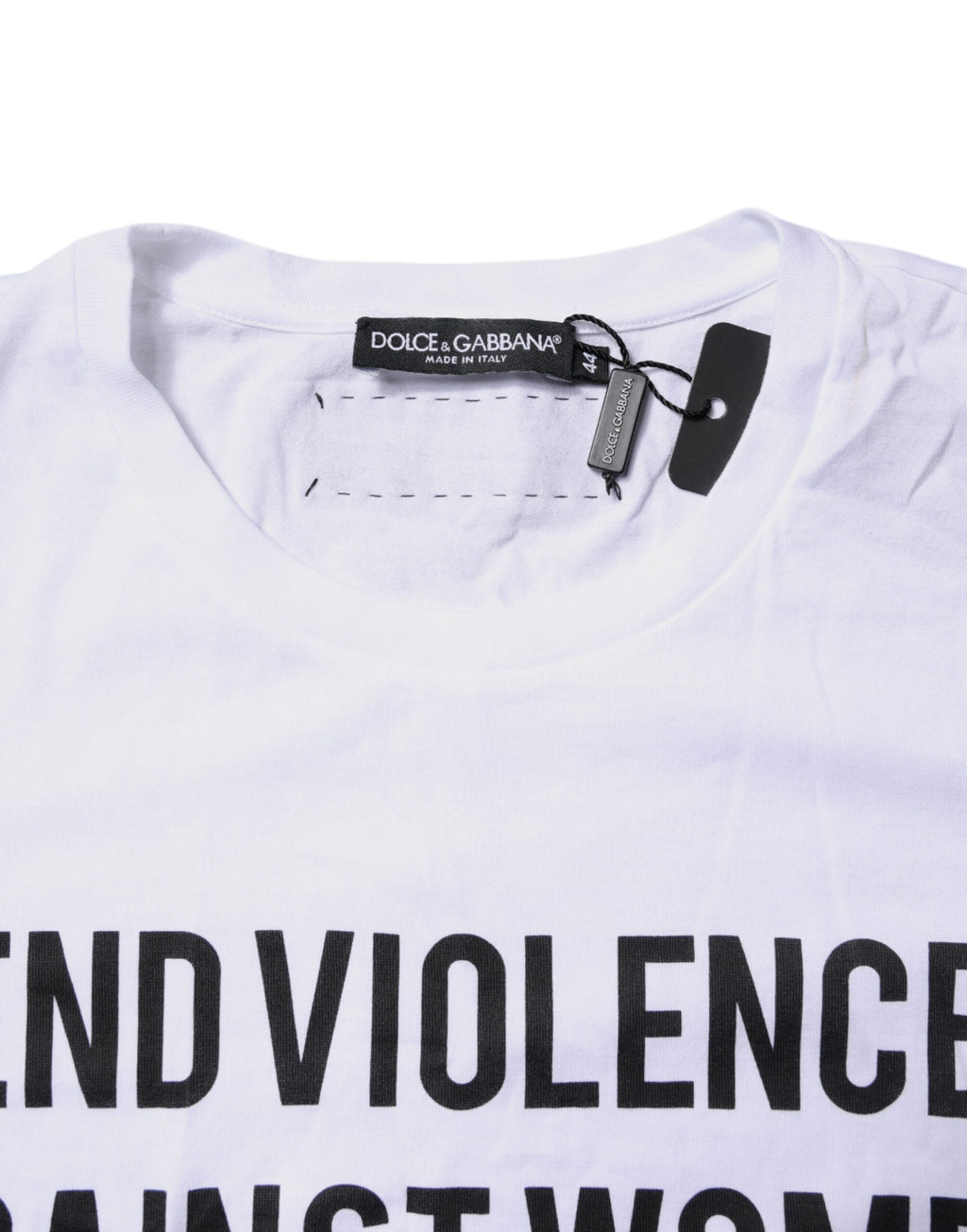 Dolce & Gabbana Weißes Baumwoll-T-Shirt mit Rundhalsausschnitt