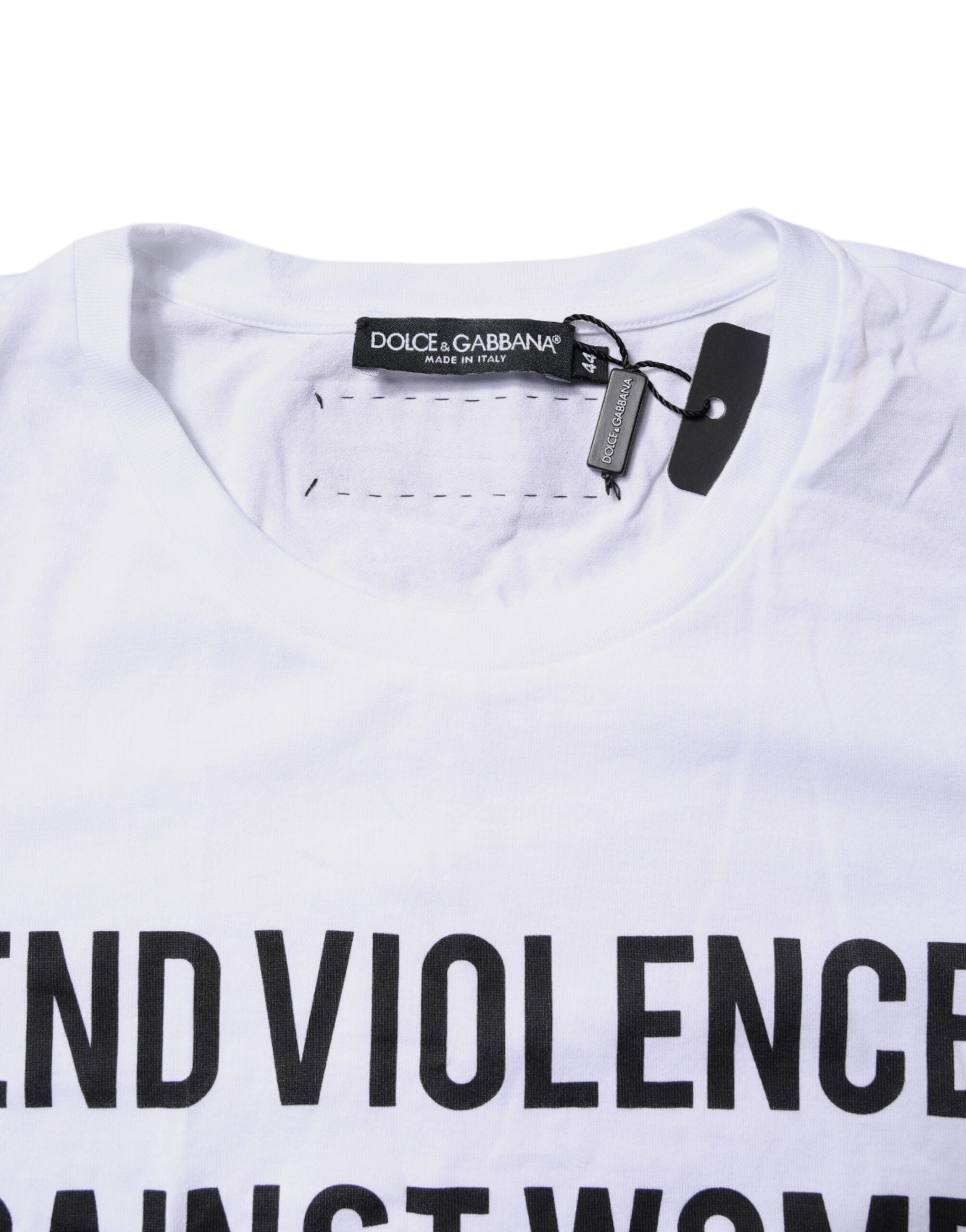 Dolce & Gabbana Weißes Baumwoll-T-Shirt mit Rundhalsausschnitt