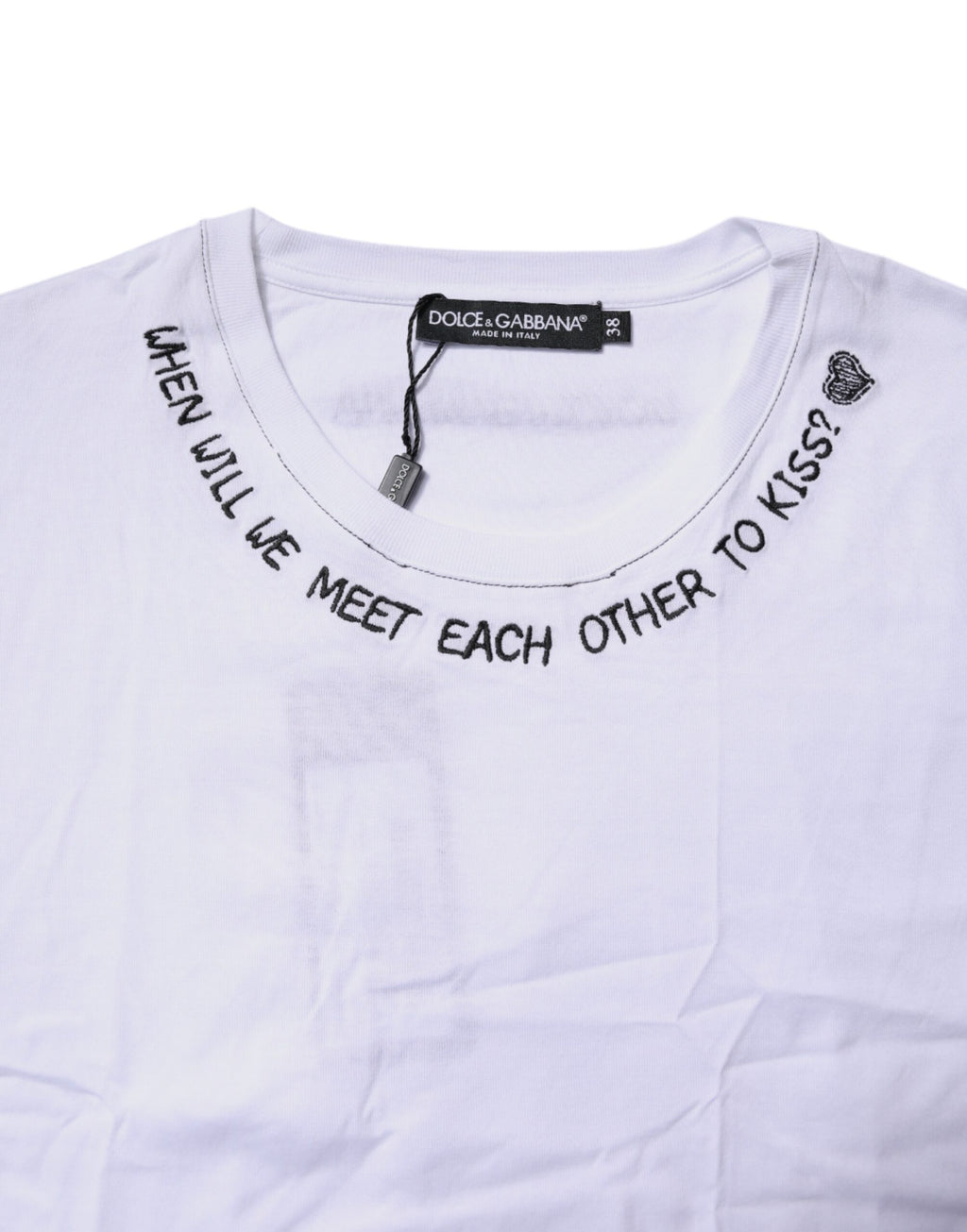 Dolce & Gabbana Weißes ärmelloses bedrucktes Tank-T-Shirt aus Baumwolle