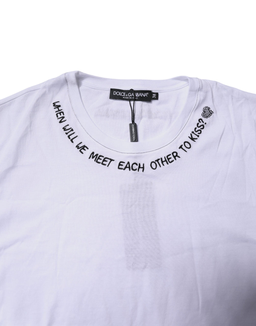 Dolce & Gabbana Weißes ärmelloses bedrucktes Tank-T-Shirt aus Baumwolle