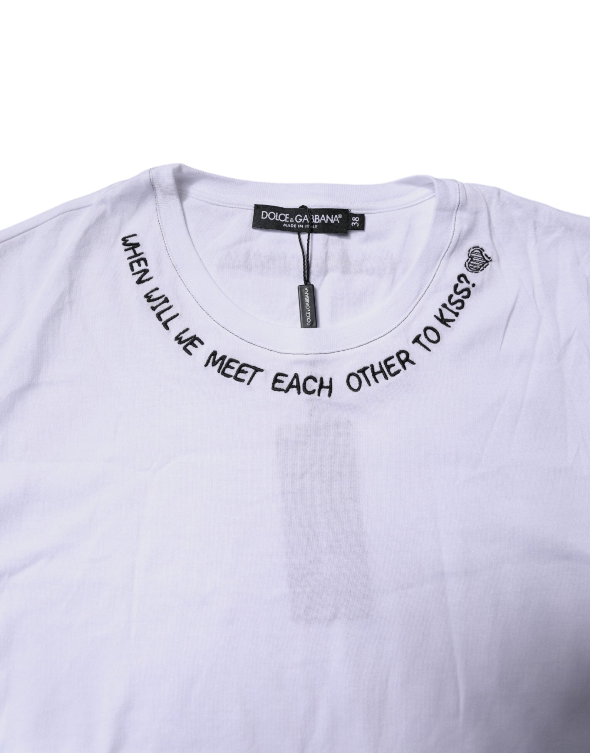 Dolce & Gabbana Weißes ärmelloses bedrucktes Tank-T-Shirt aus Baumwolle